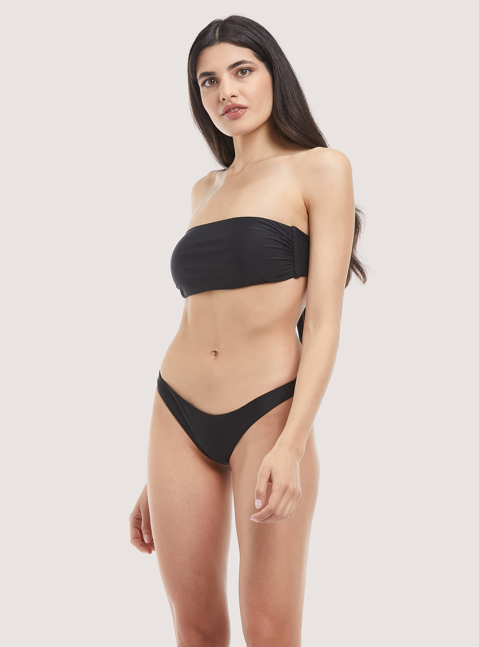 Bandeau top in recycled fabric, BLACK