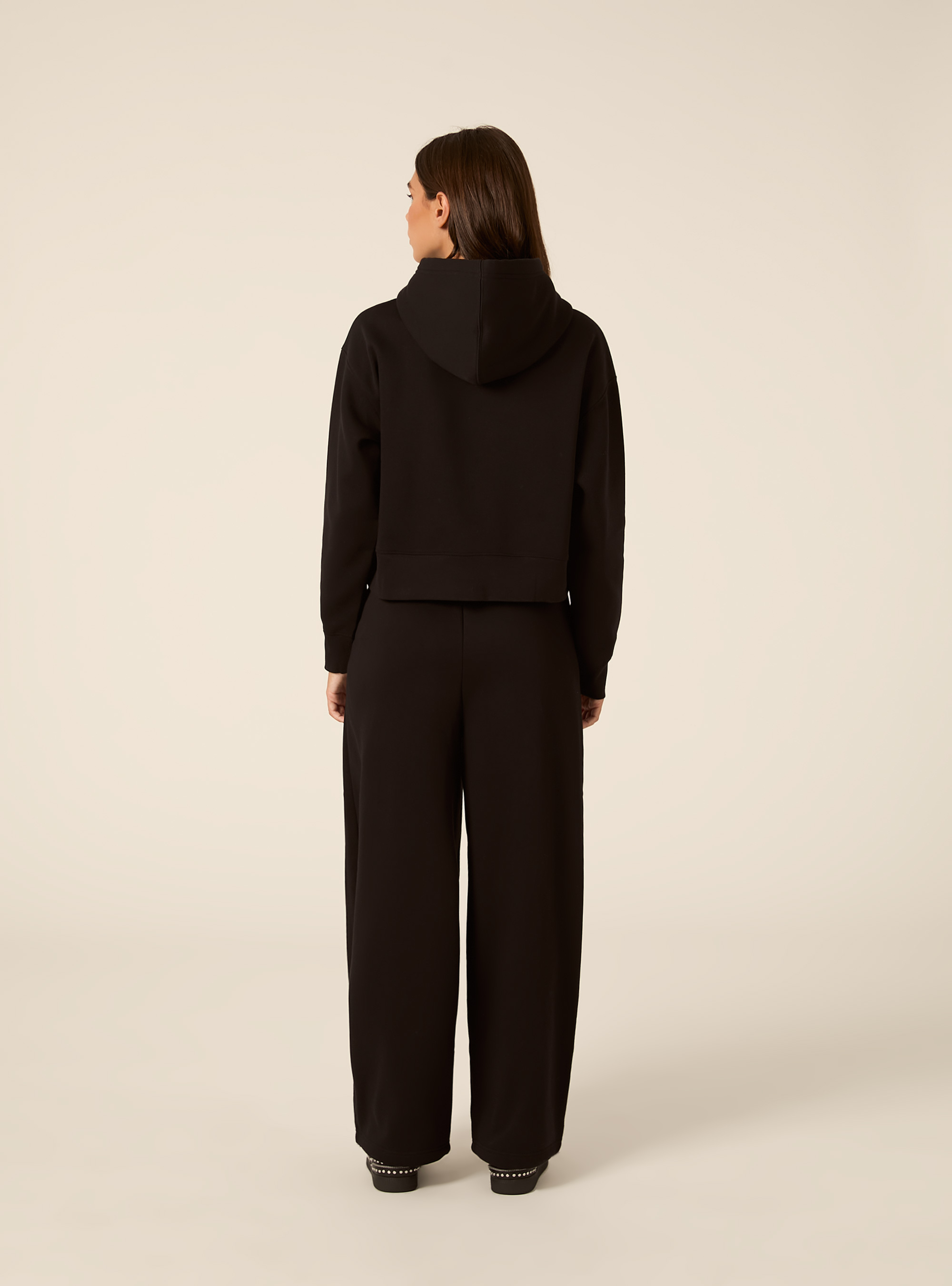 Felpa boxy con cappuccio, BK1 BLACK