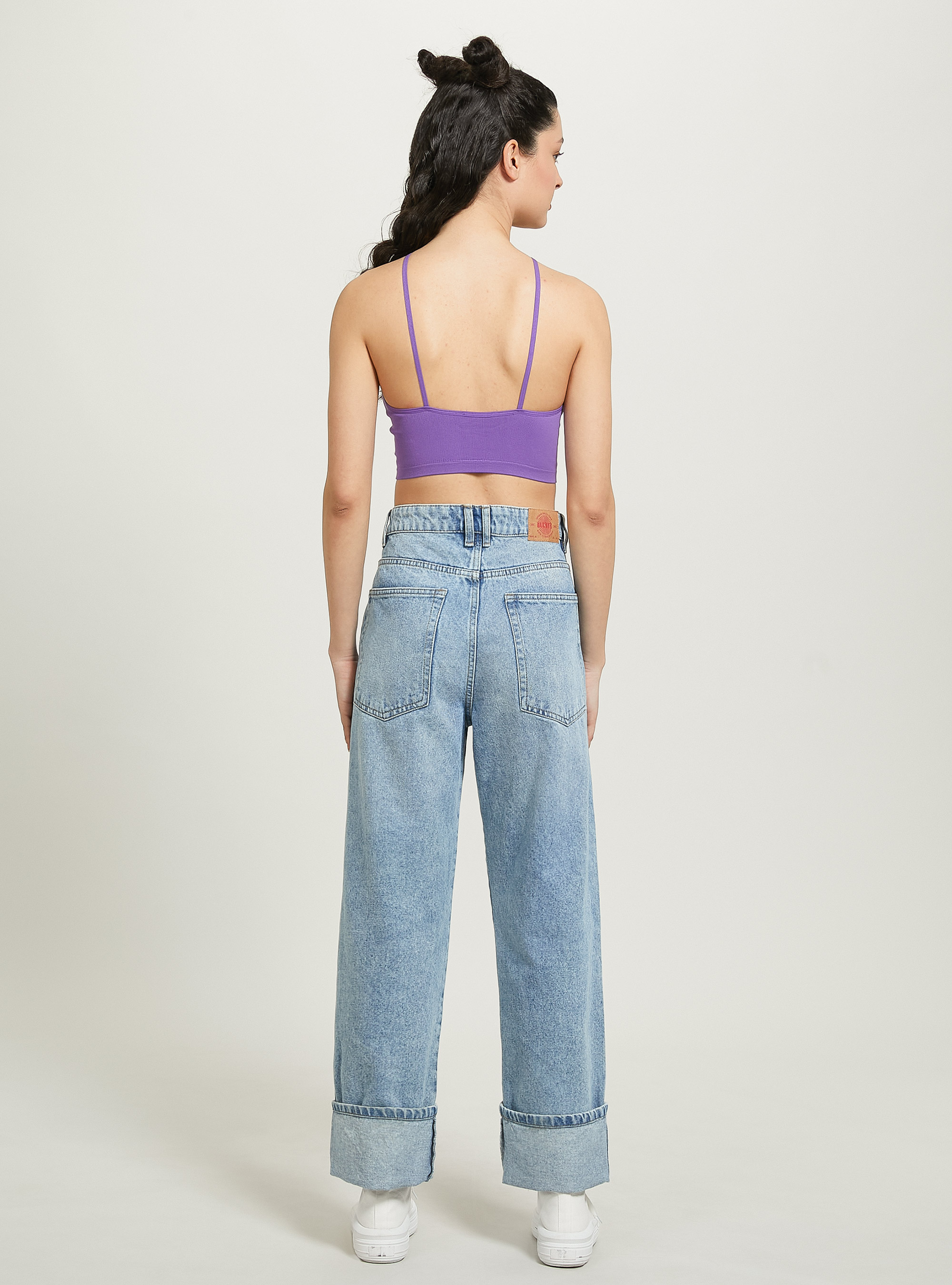 Top cropped con scollo incrociato, VI2 VIOLET MEDIUM