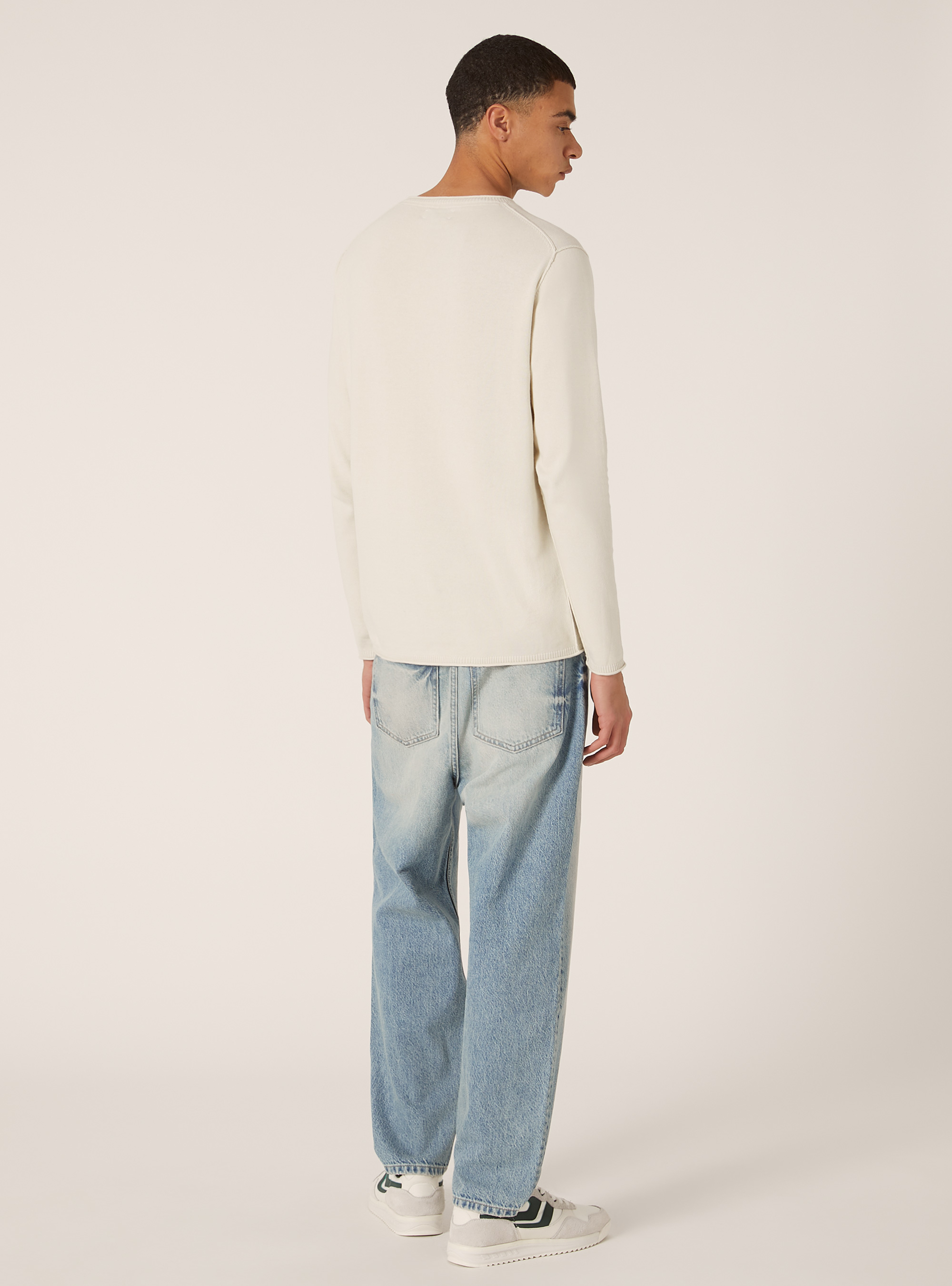 Pull en coton à col rond, WH2 WHITE