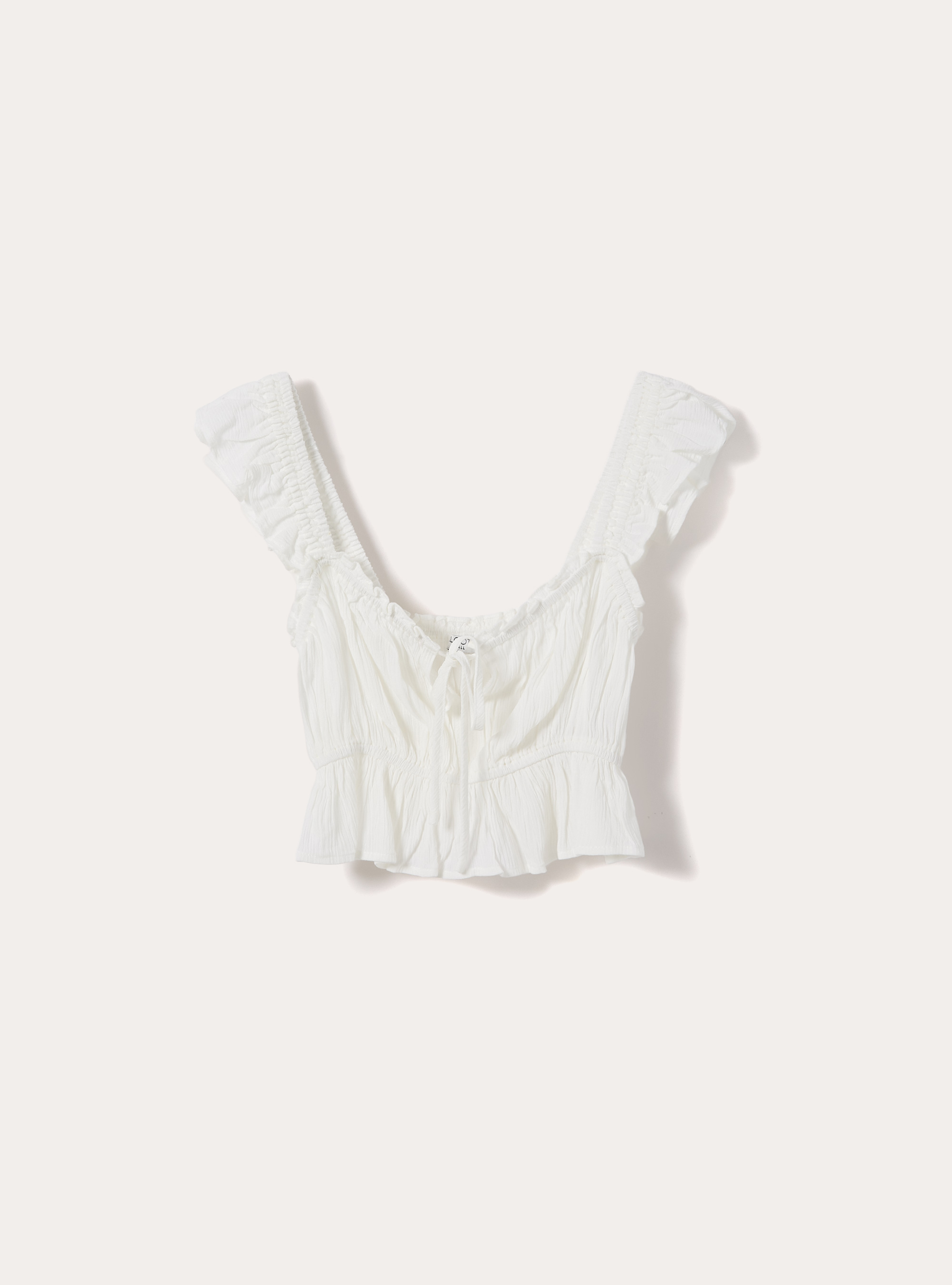 Top in crepe con volant, WH2 WHITE