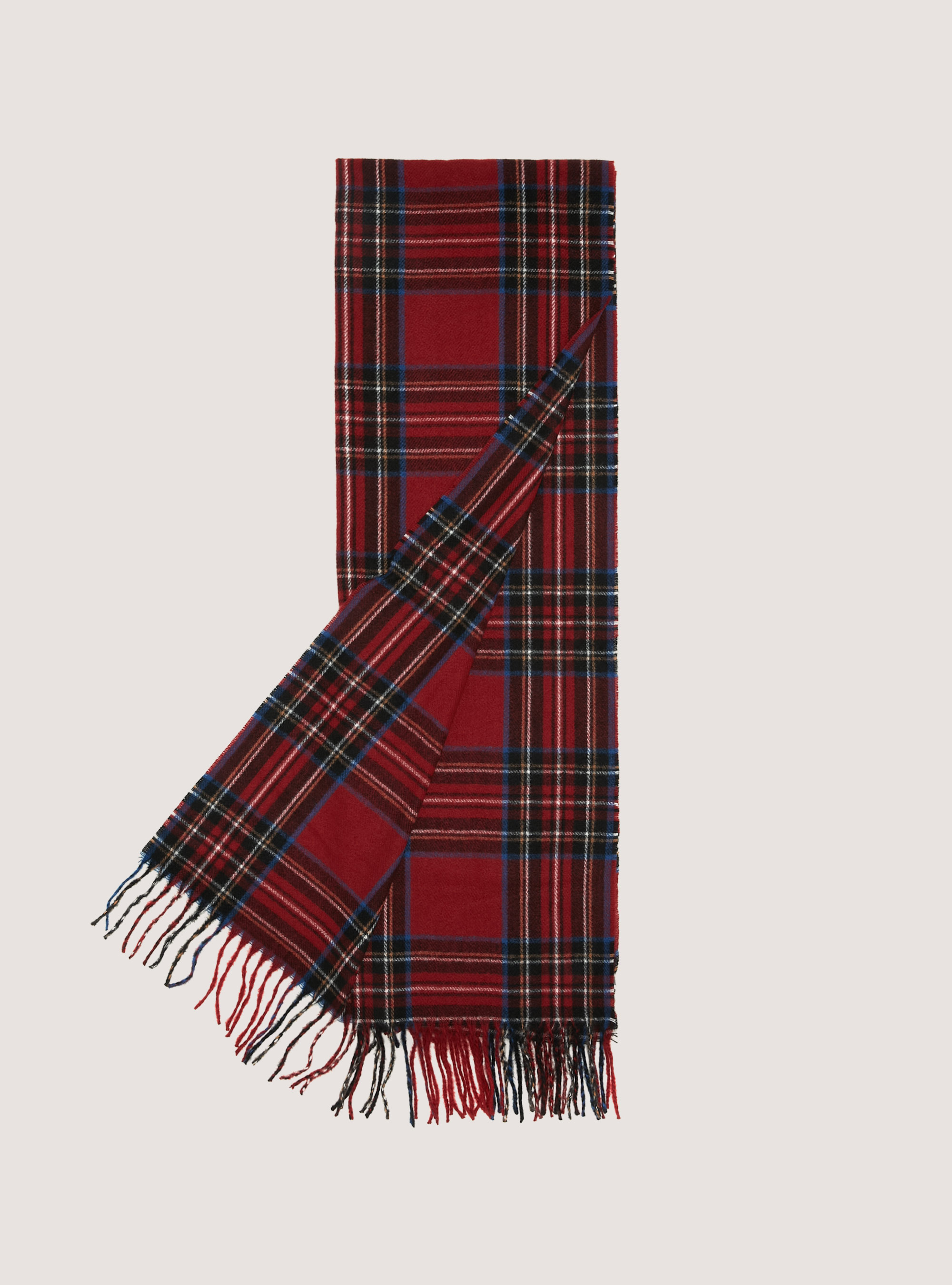 Sciarpa a quadri con frange, ROJO A CUADROS