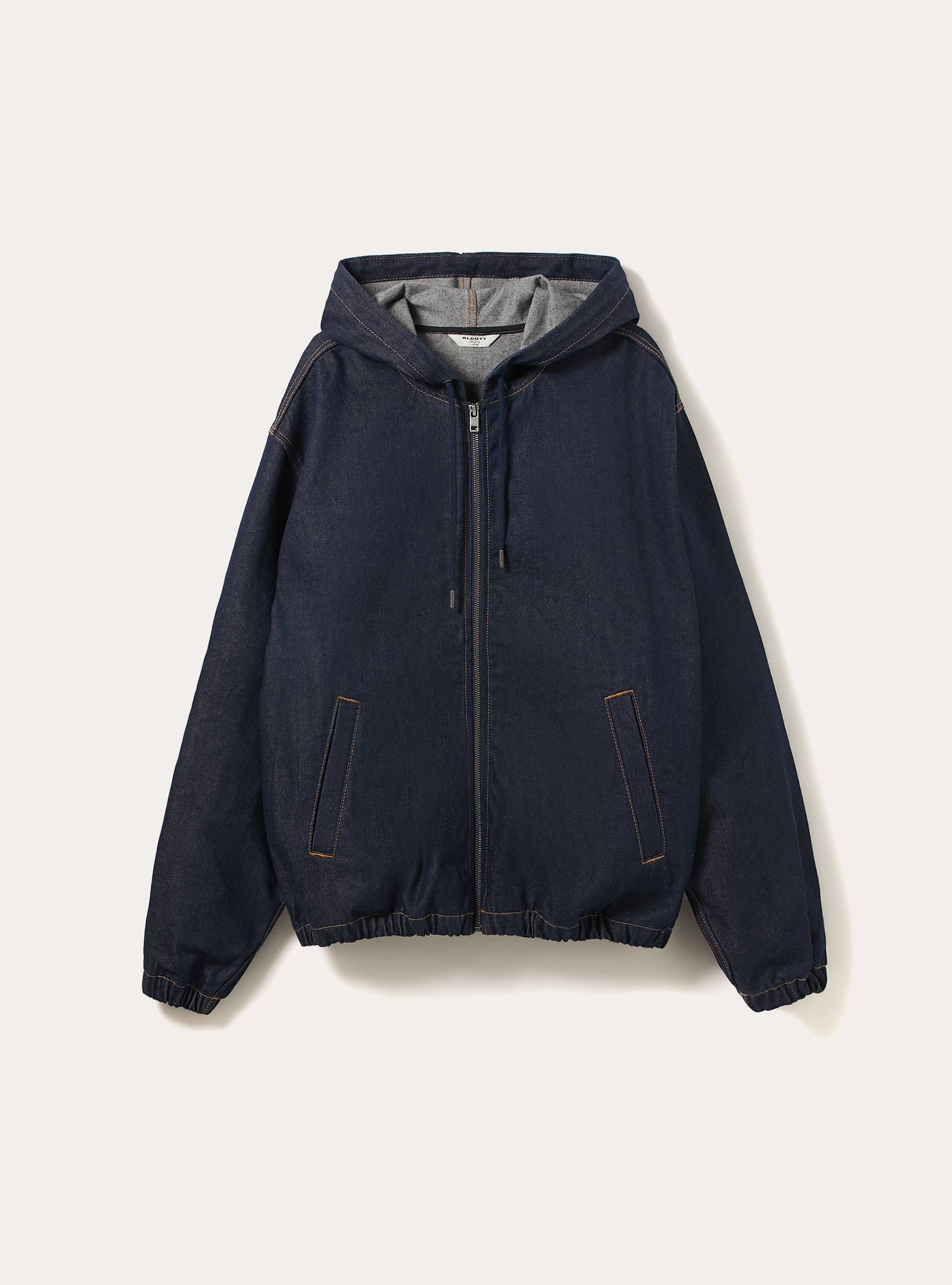 Giubbotto cappuccio in denim, D001 DEEP BLUE