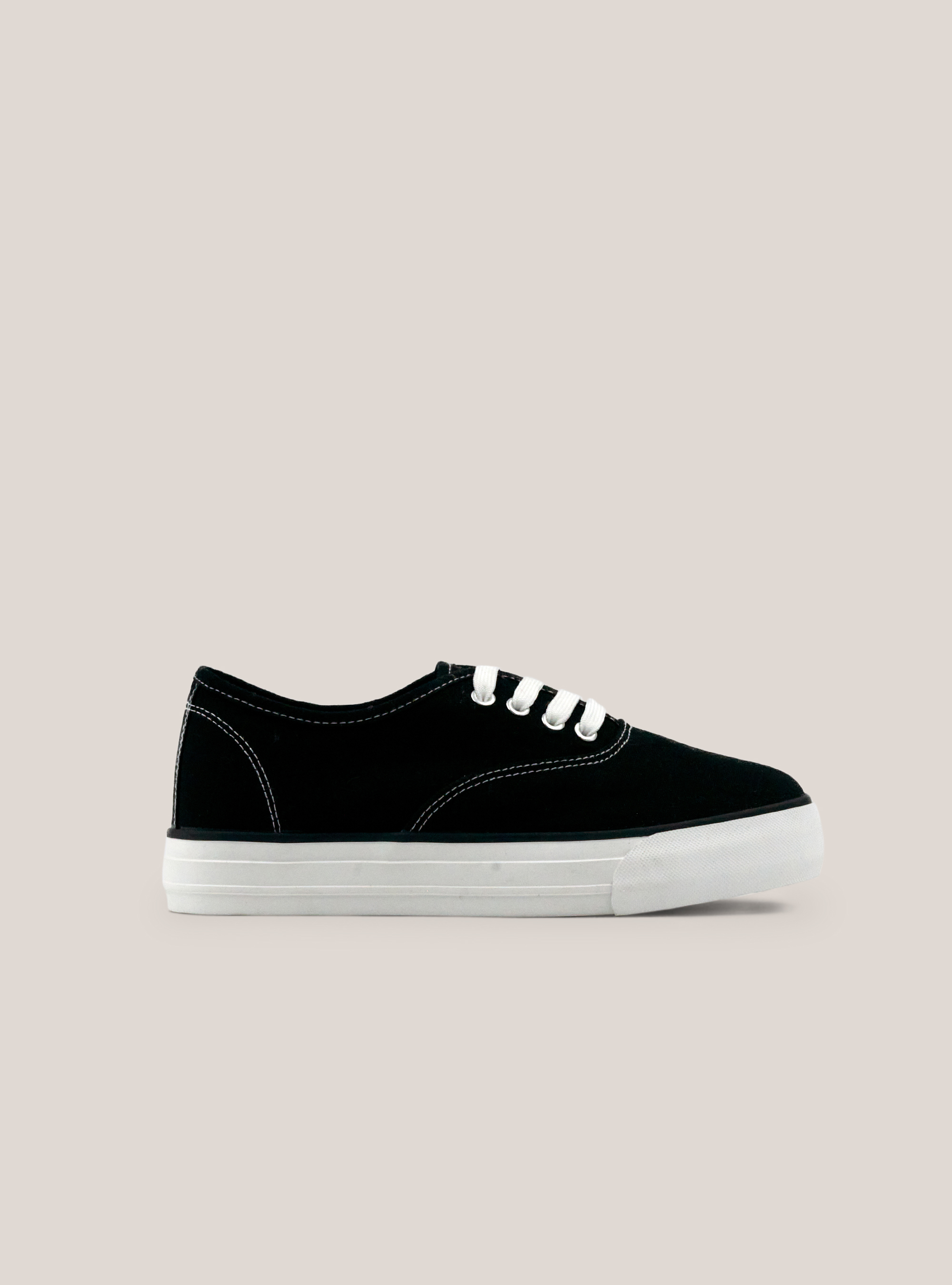 Low-top trainers in lightweight fabric, BLACK