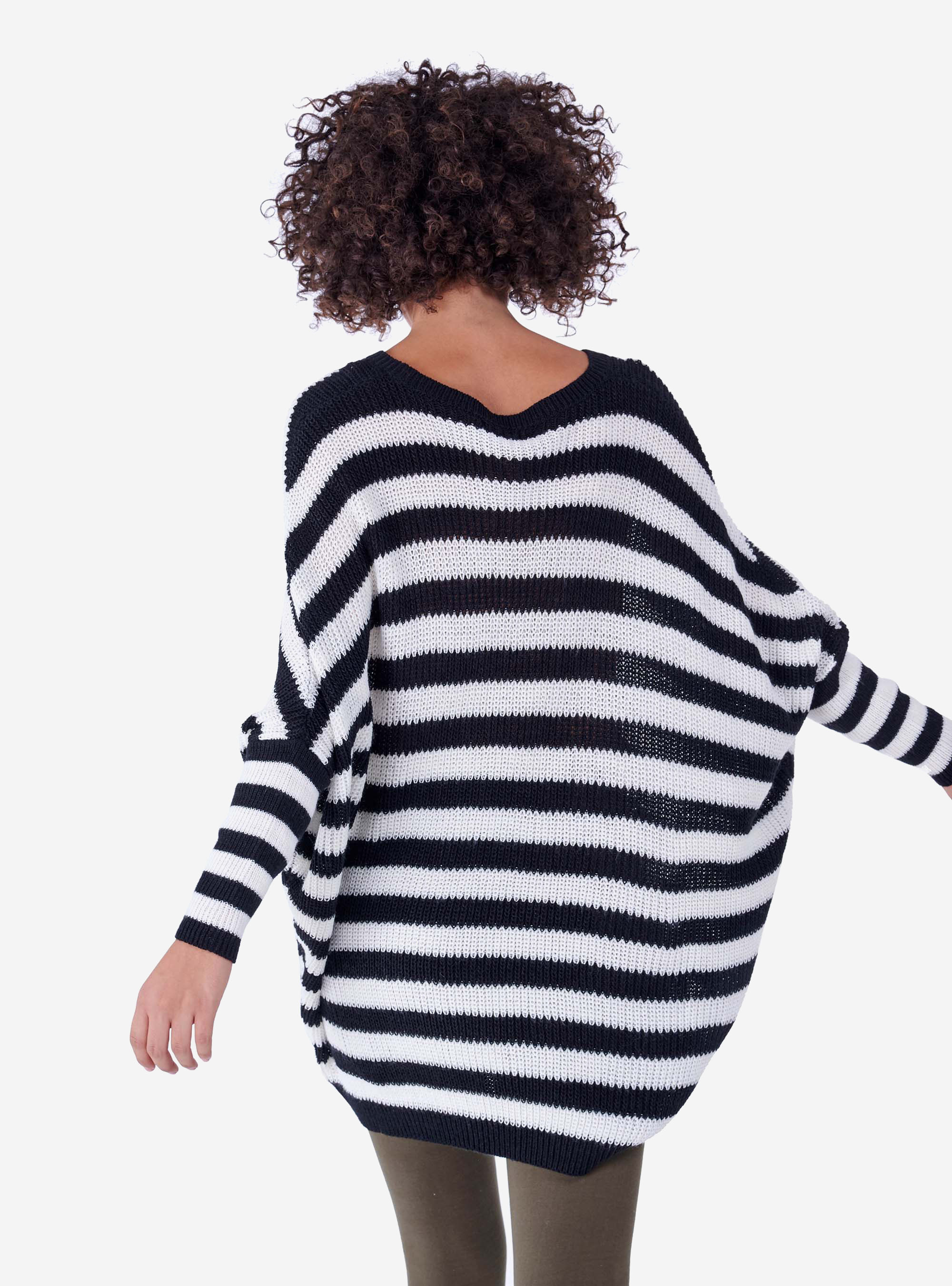 Pull oversize ray&eacute;, C101 BLACK