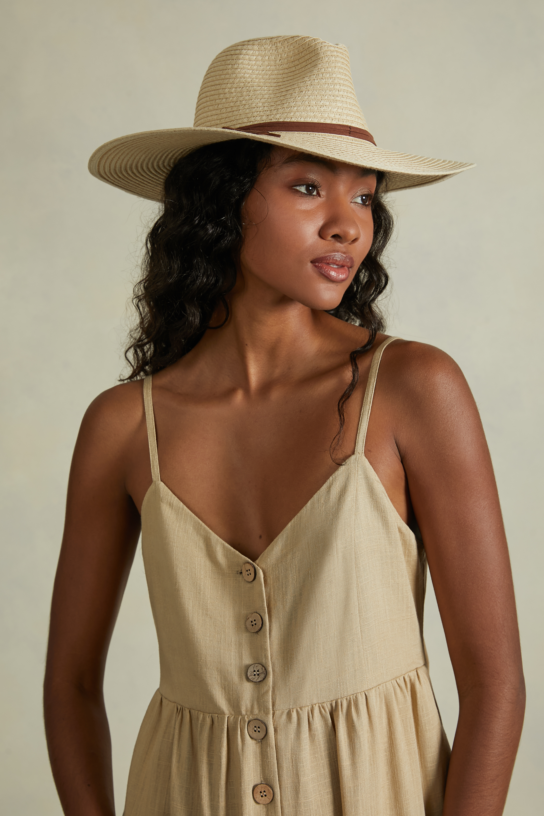 Plain-coloured linen-blend overalls, BG2 BEIGE MEDIUM