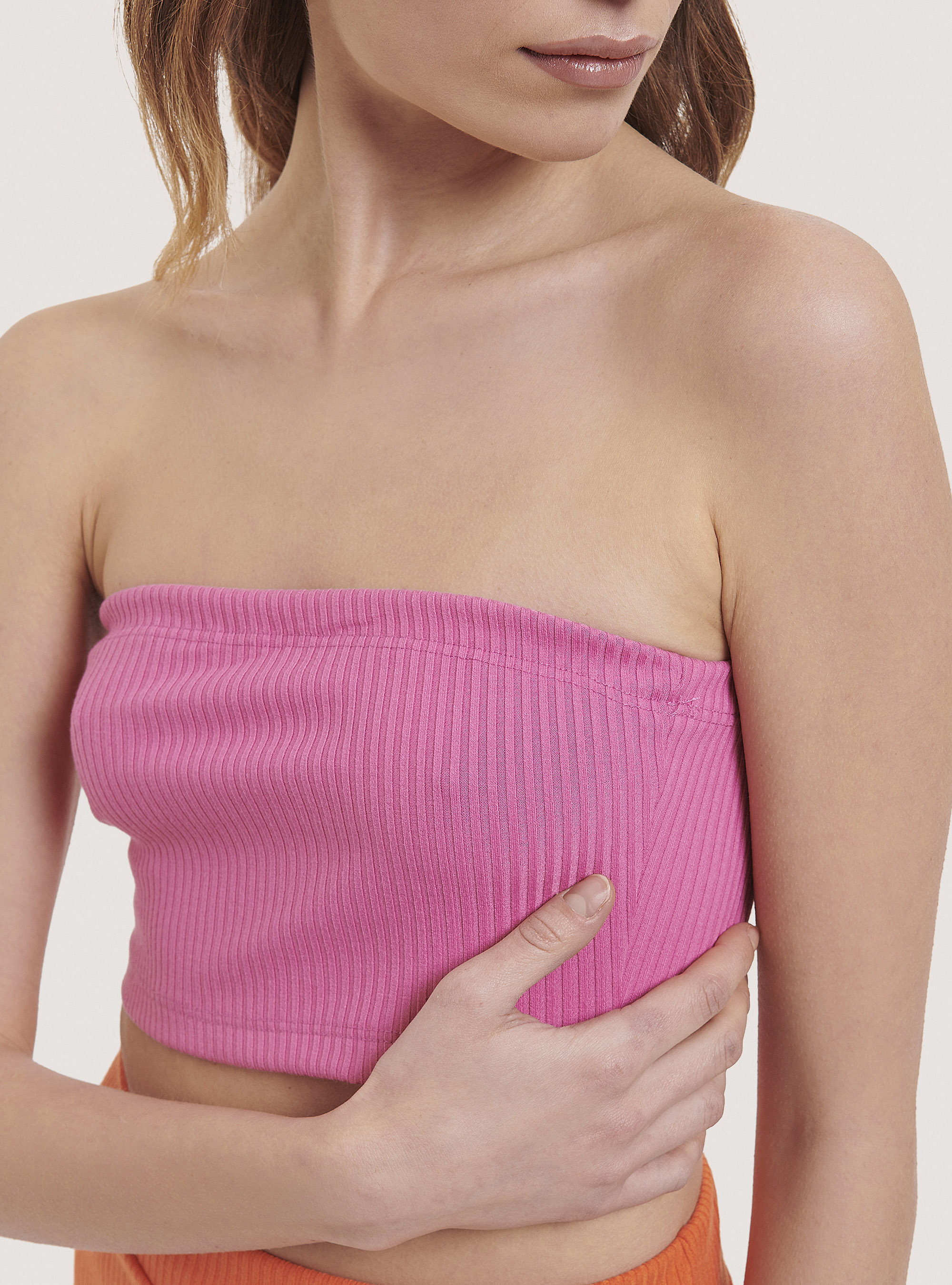 Top bandeau cotel&eacute;, C4430 FUXIA