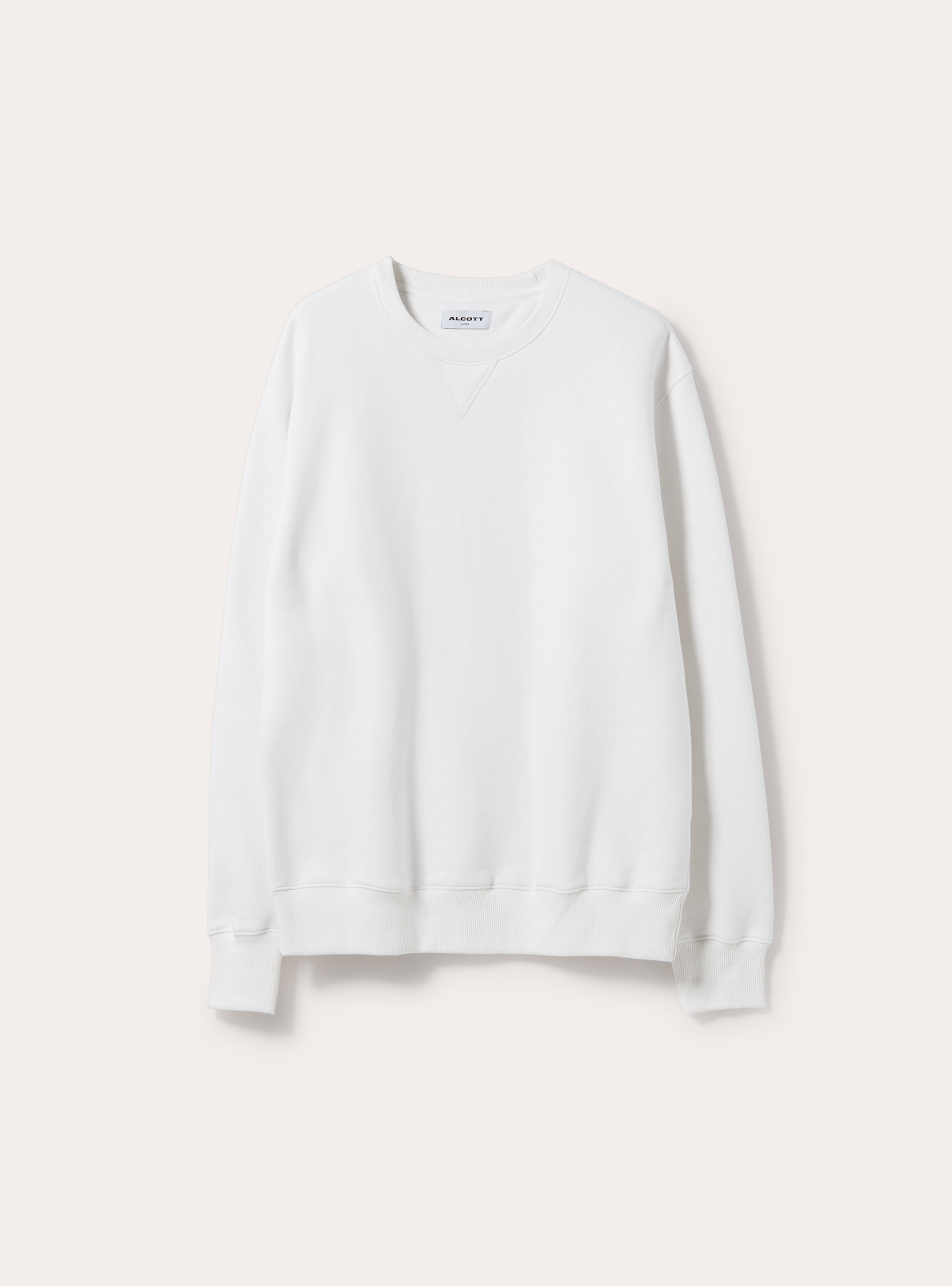 Sudadera de cuello redondo de color liso, WH2 WHITE