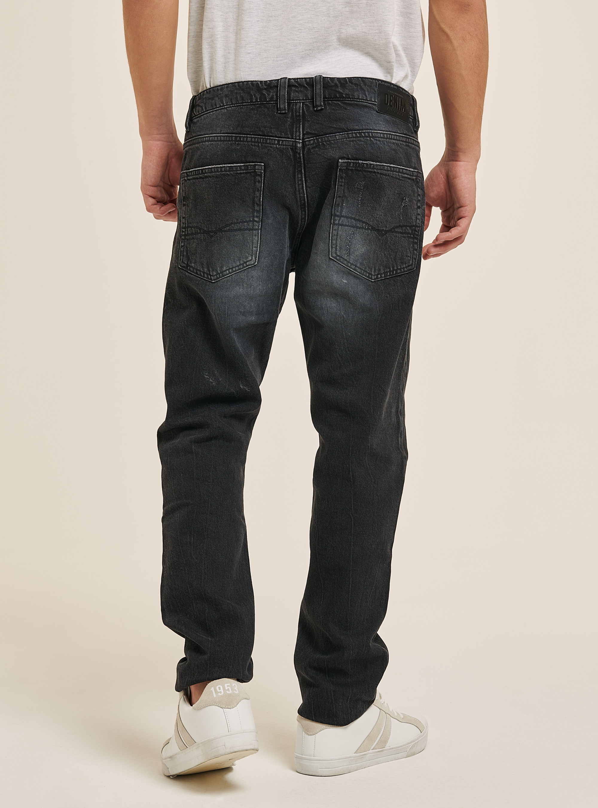 Vaqueros Slim Fit de algod&oacute;n, NEGRO