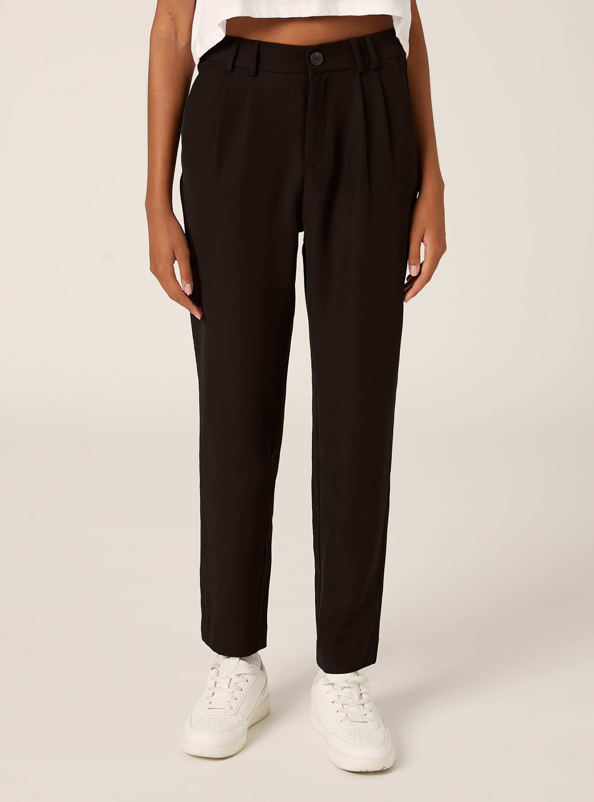 Pantaloni con pinces regular fit, BK1 BLACK