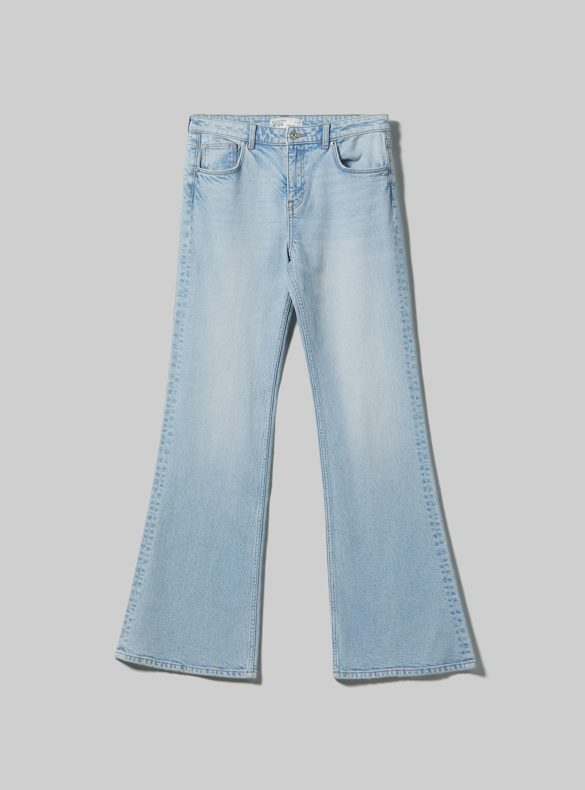 Low waist flare jeans with large back pockets, D007 LIGHT AZURE