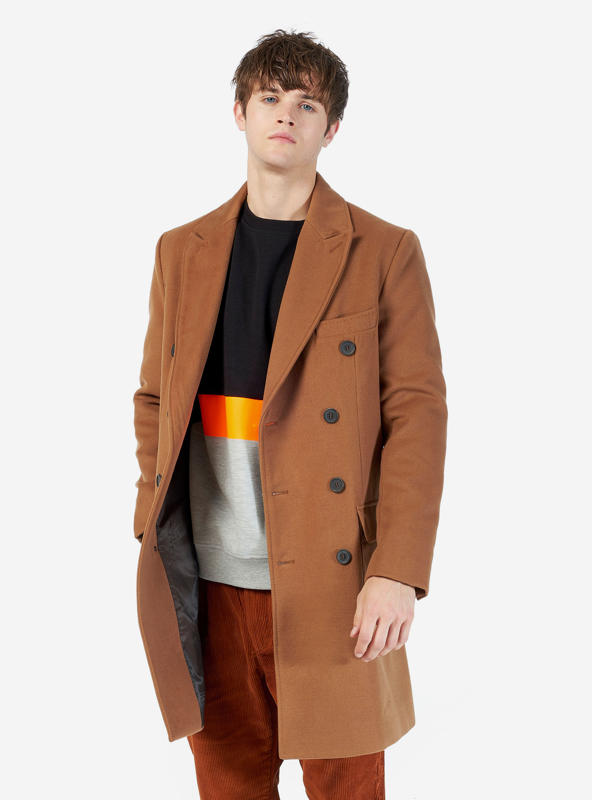 Manteau &agrave; double boutonnage, C5571 TOBACCO