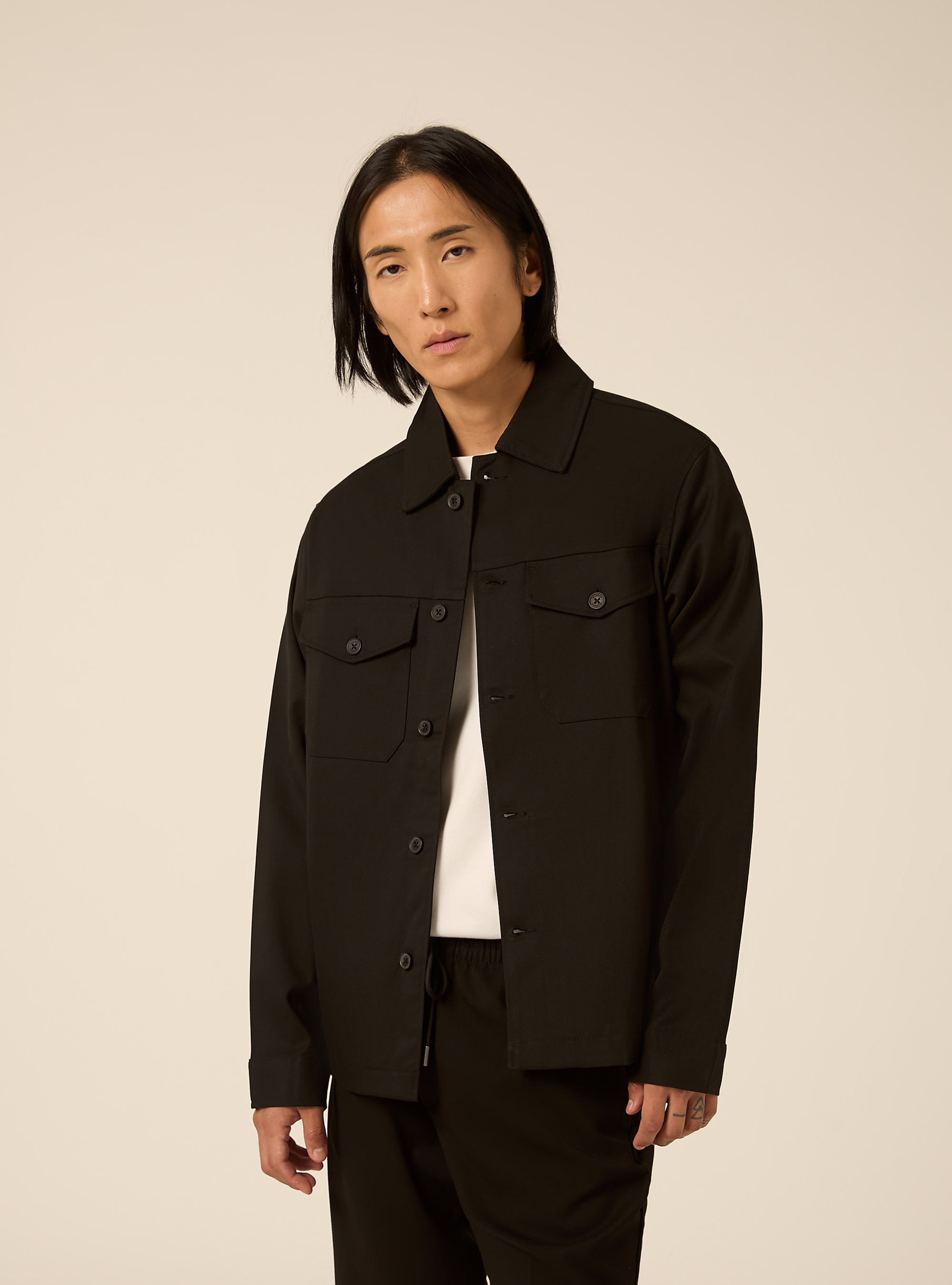 Shirt jacket with patch pockets, BK1 BLACK