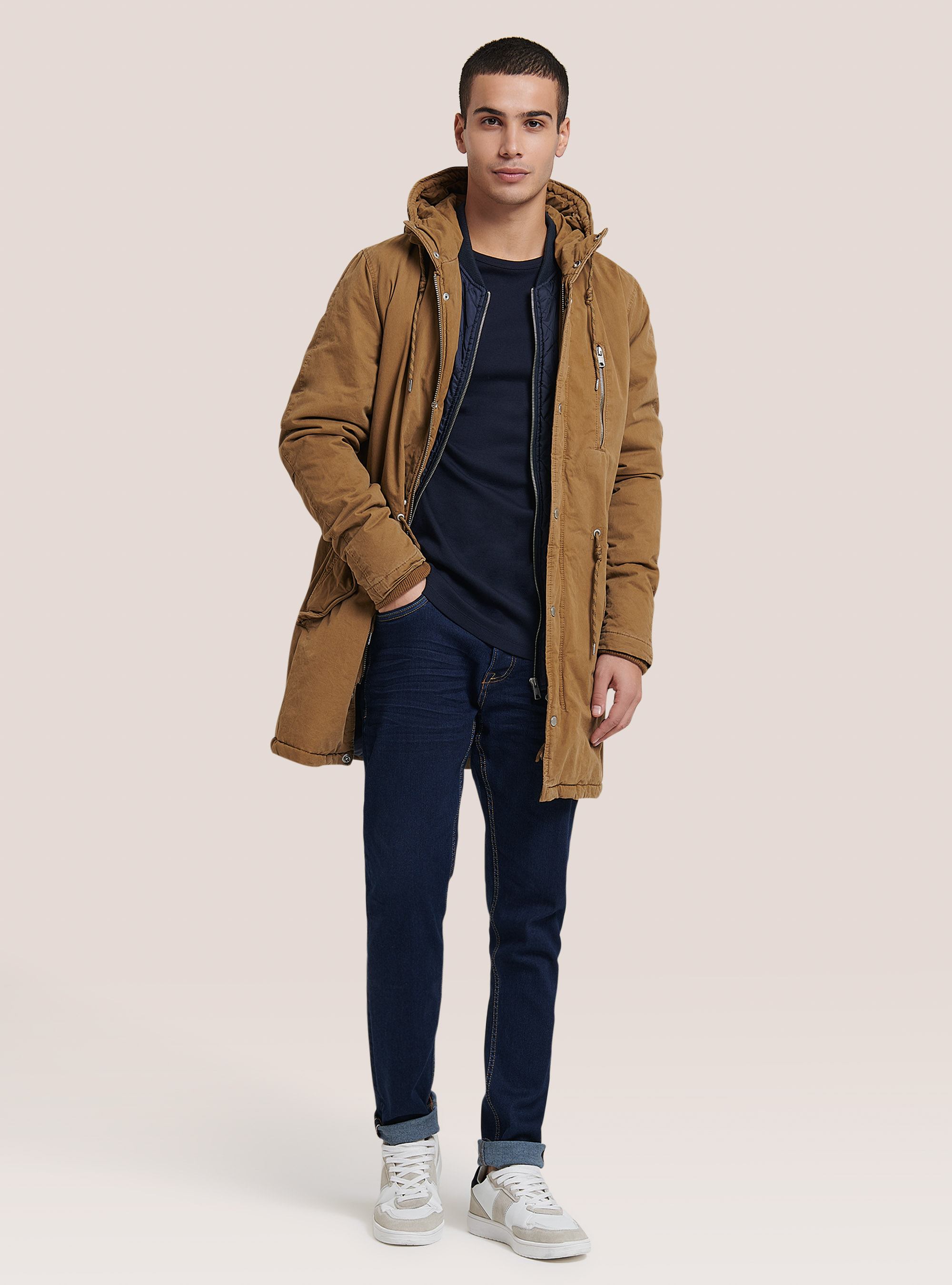 Parka con finta giacca, TABACCO