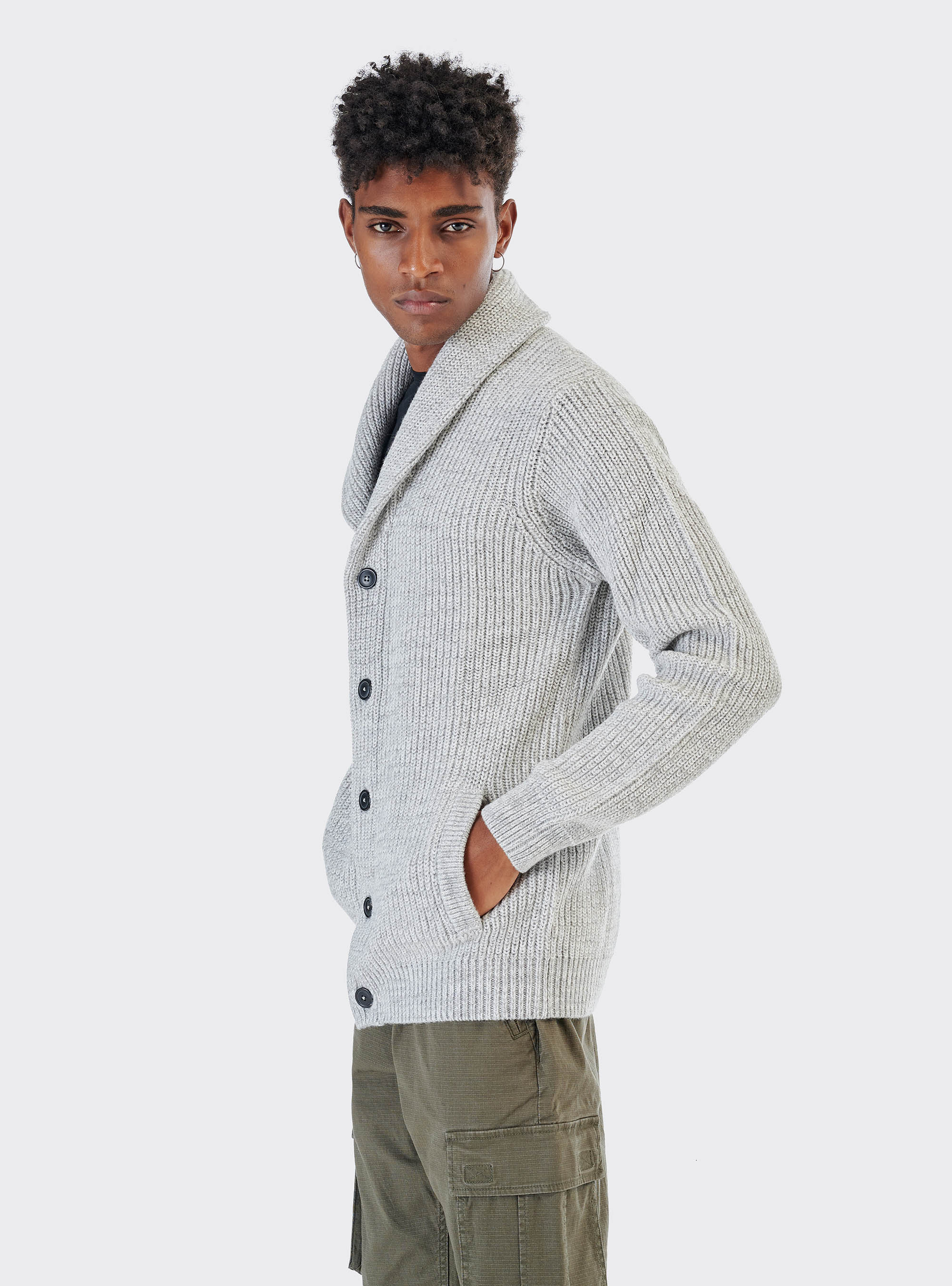 Wool blend cardigan pullover, C184 PEARL