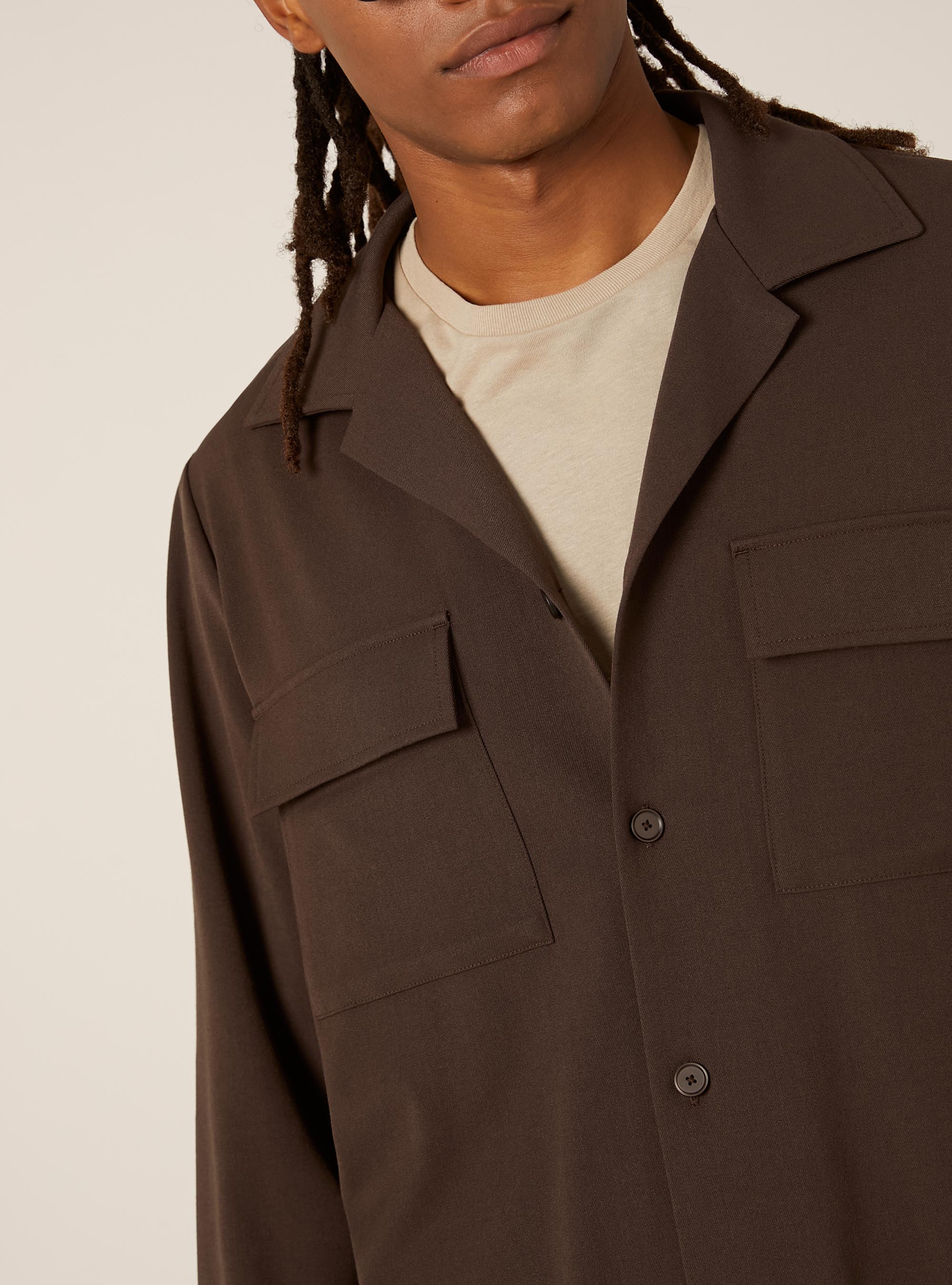 Twillhemd mit großen Taschen, BR1 BROWN DARK