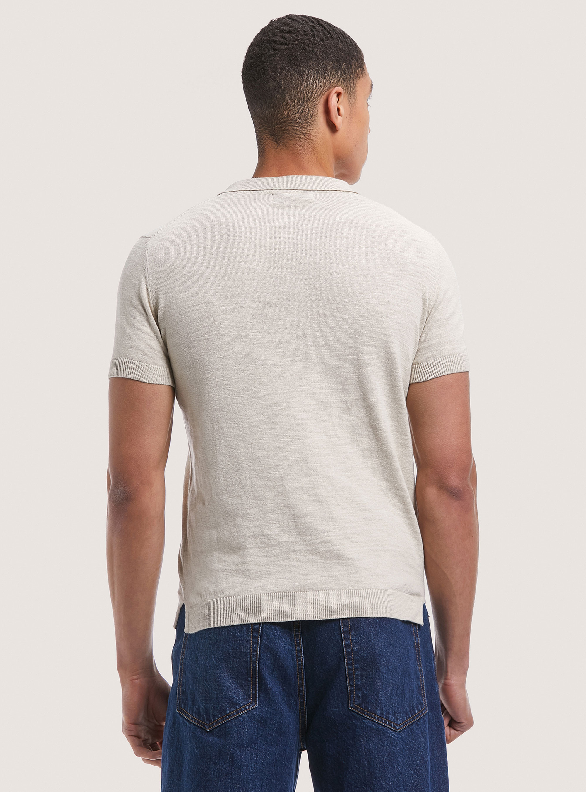 Solid colour polo pullover, C1150 SAND