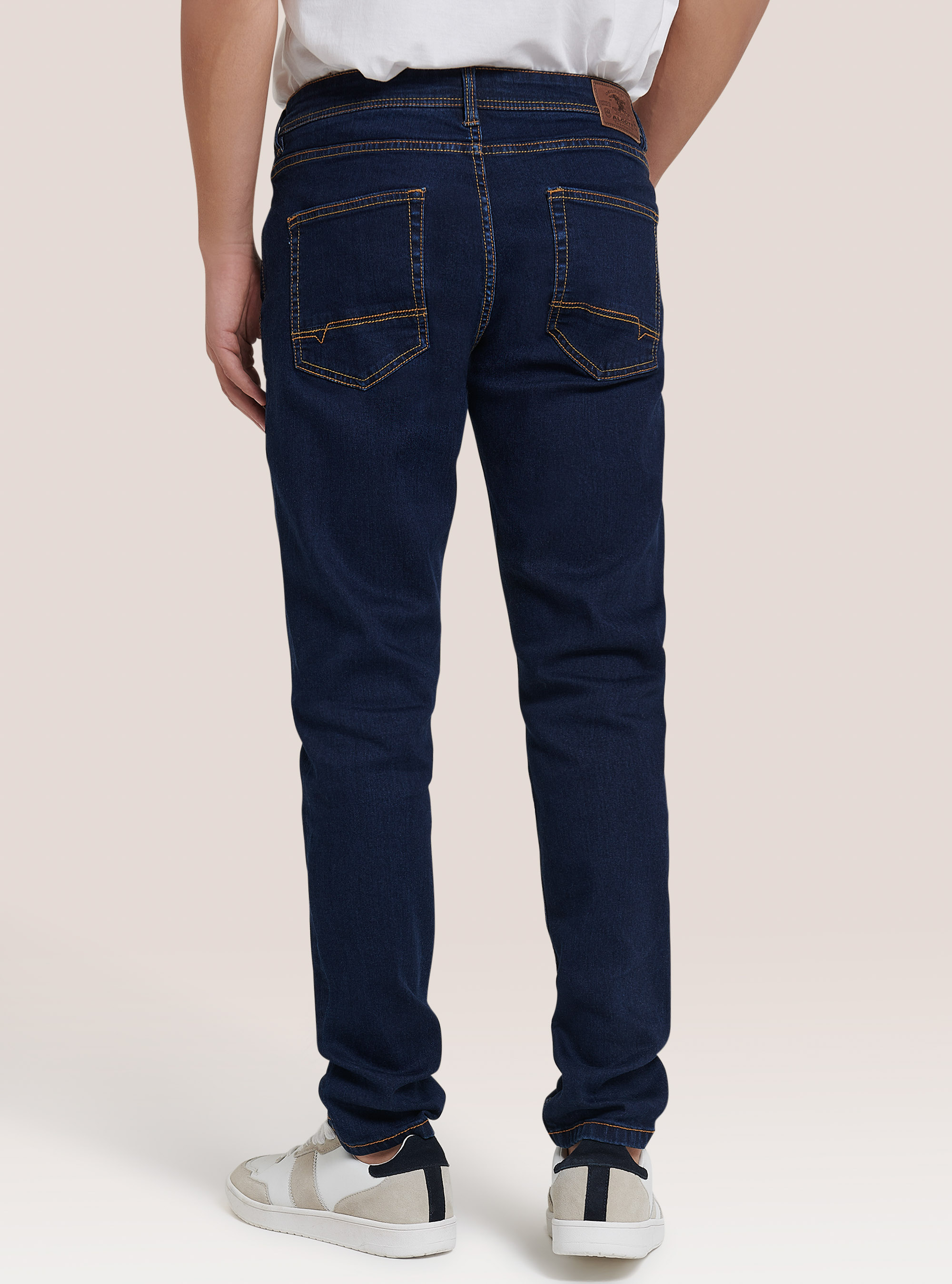 Pantalones vaqueros ajustados y elásticos, AZUL MARINO