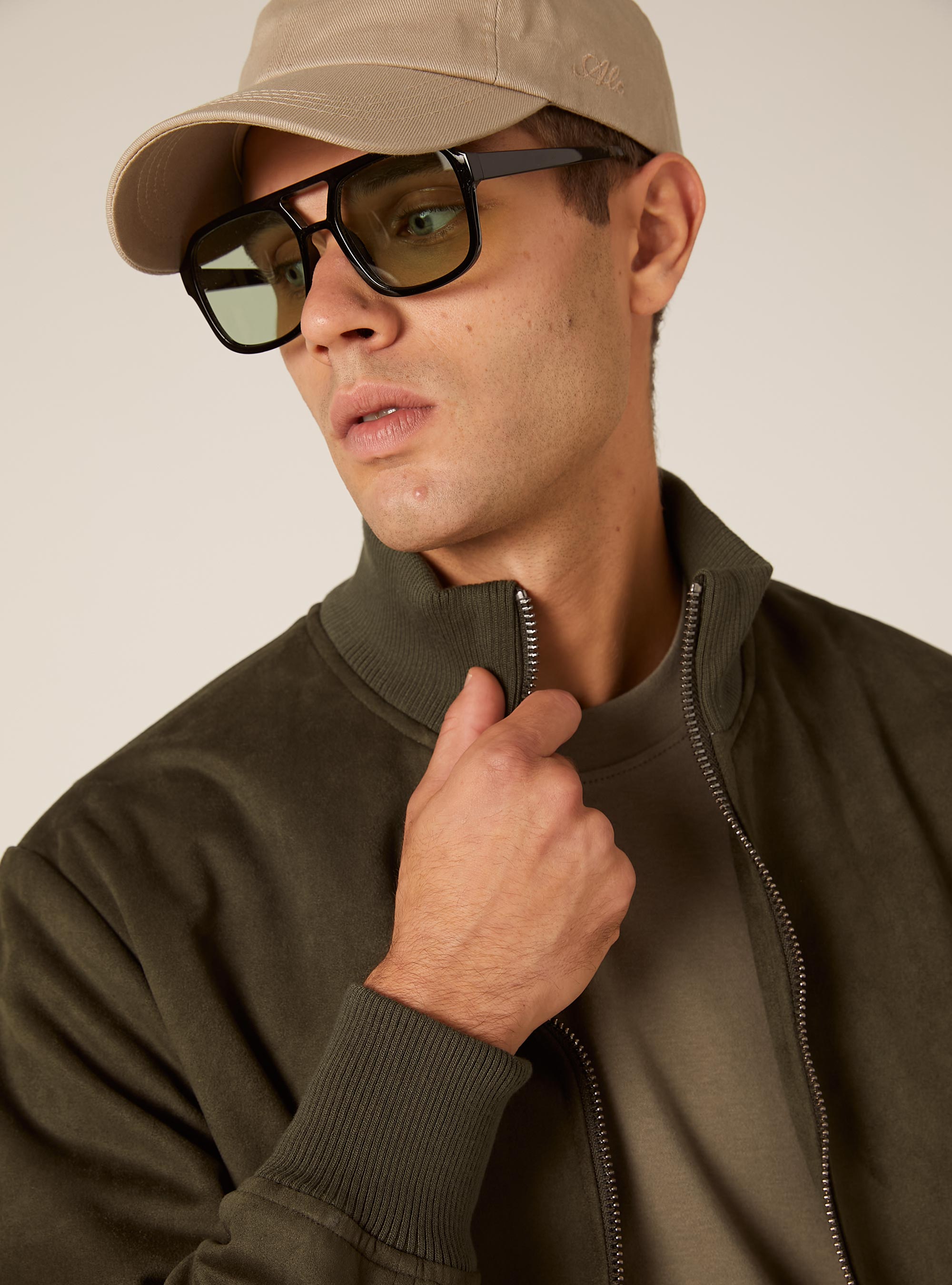 Suede-effect bomber jacket, KY1 KAKY DARK