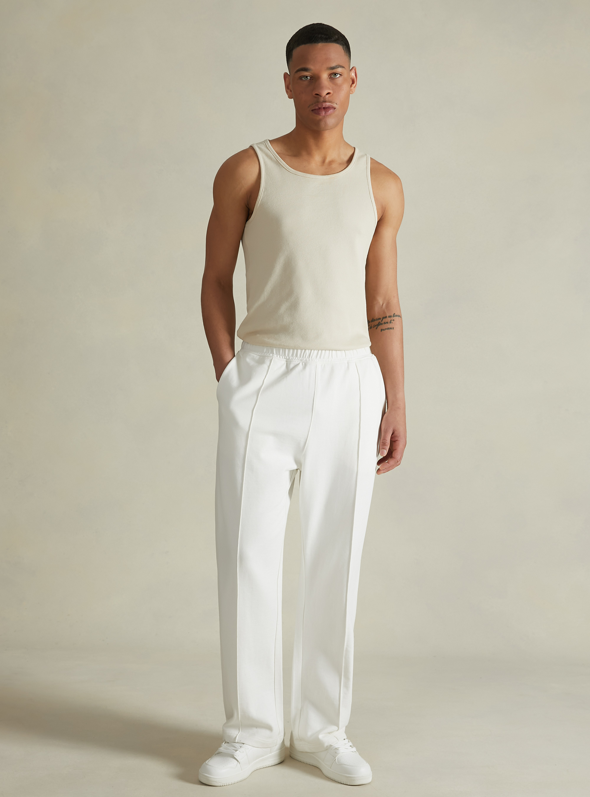Plush jogger trousers, WH1 OFF WHITE