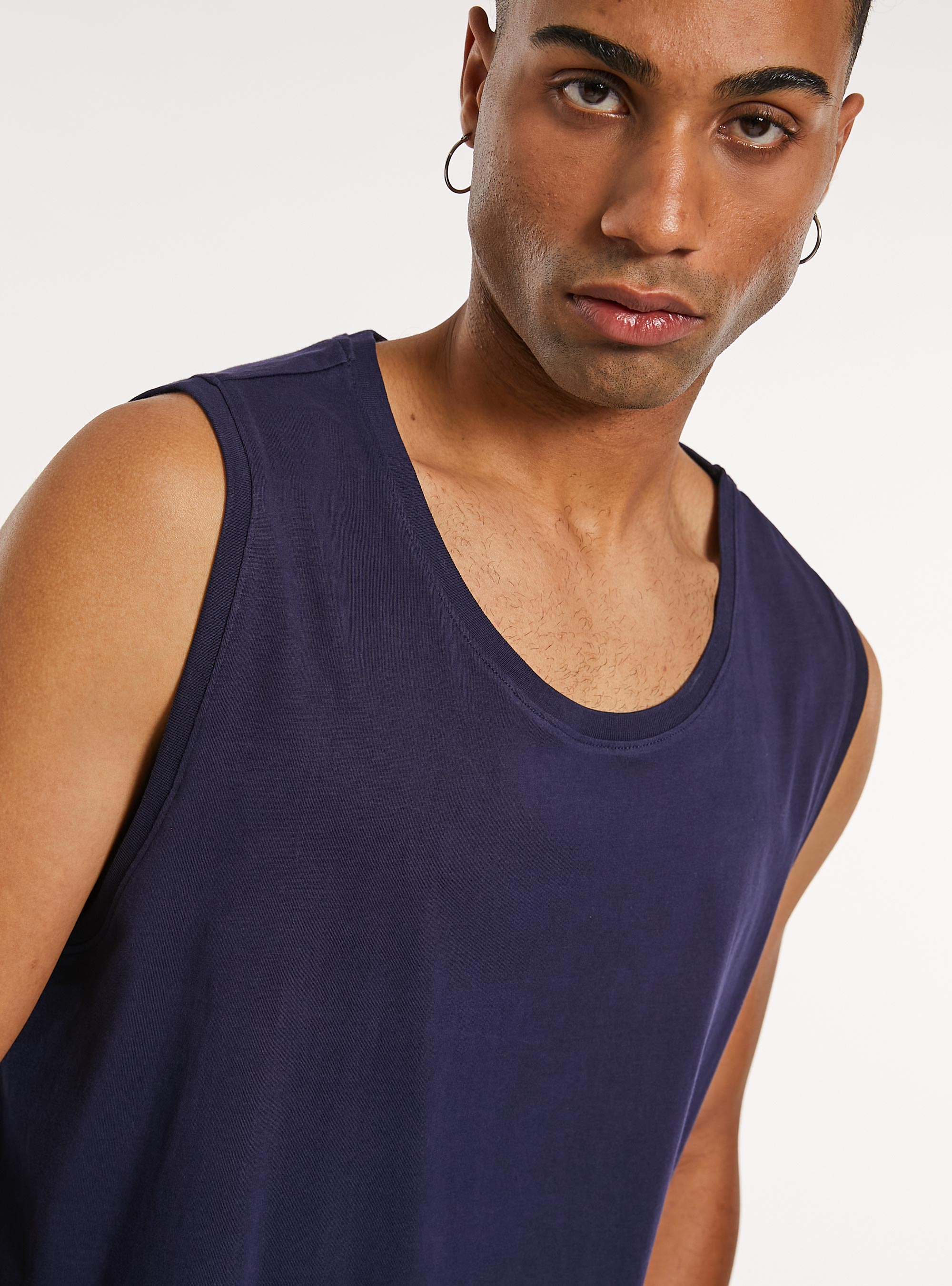 Solid-coloured comfort fit tank top, NA1 NAVY DARK
