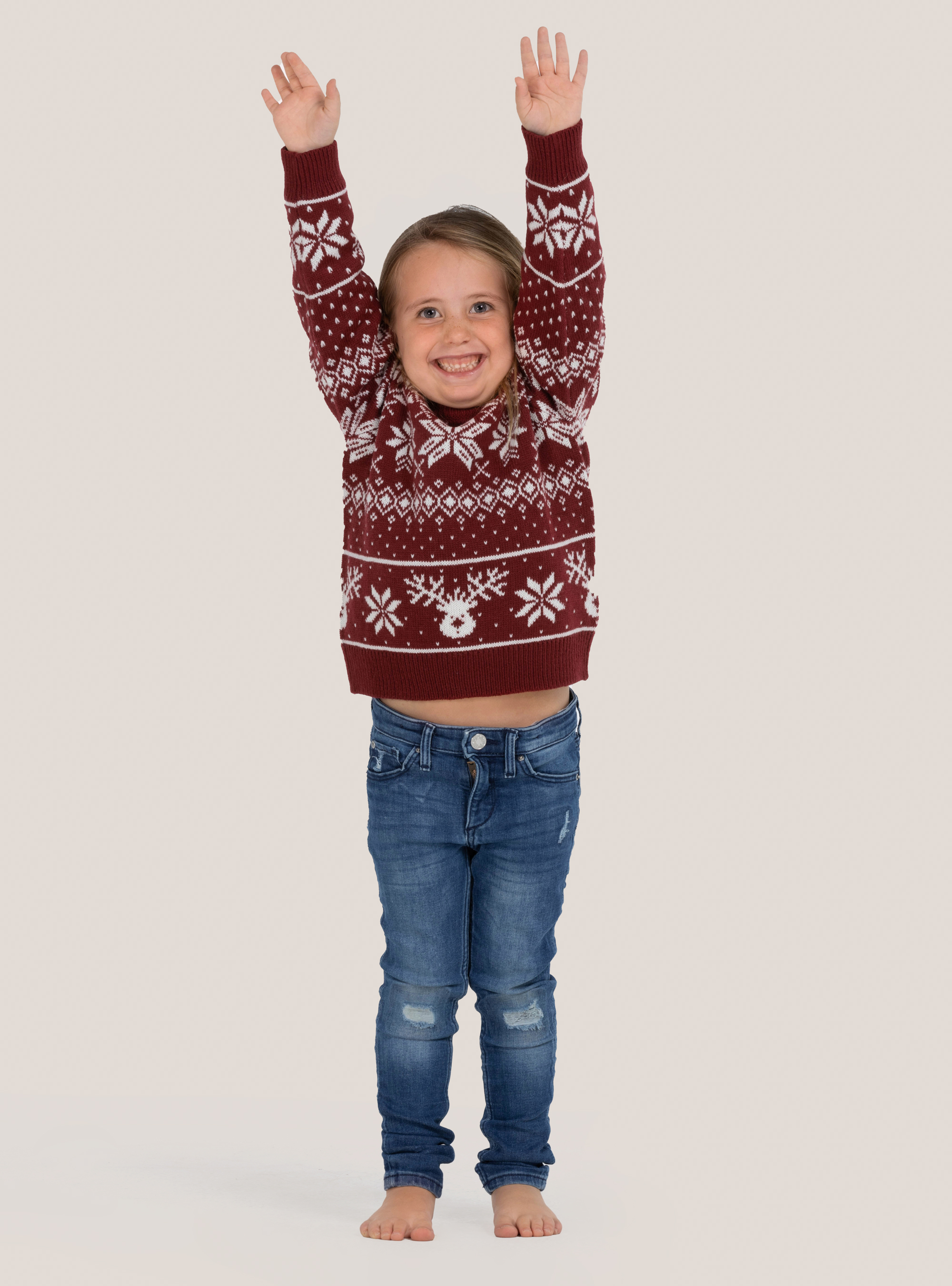 Christmas pullover ''mini me'' with snowflakes, RED