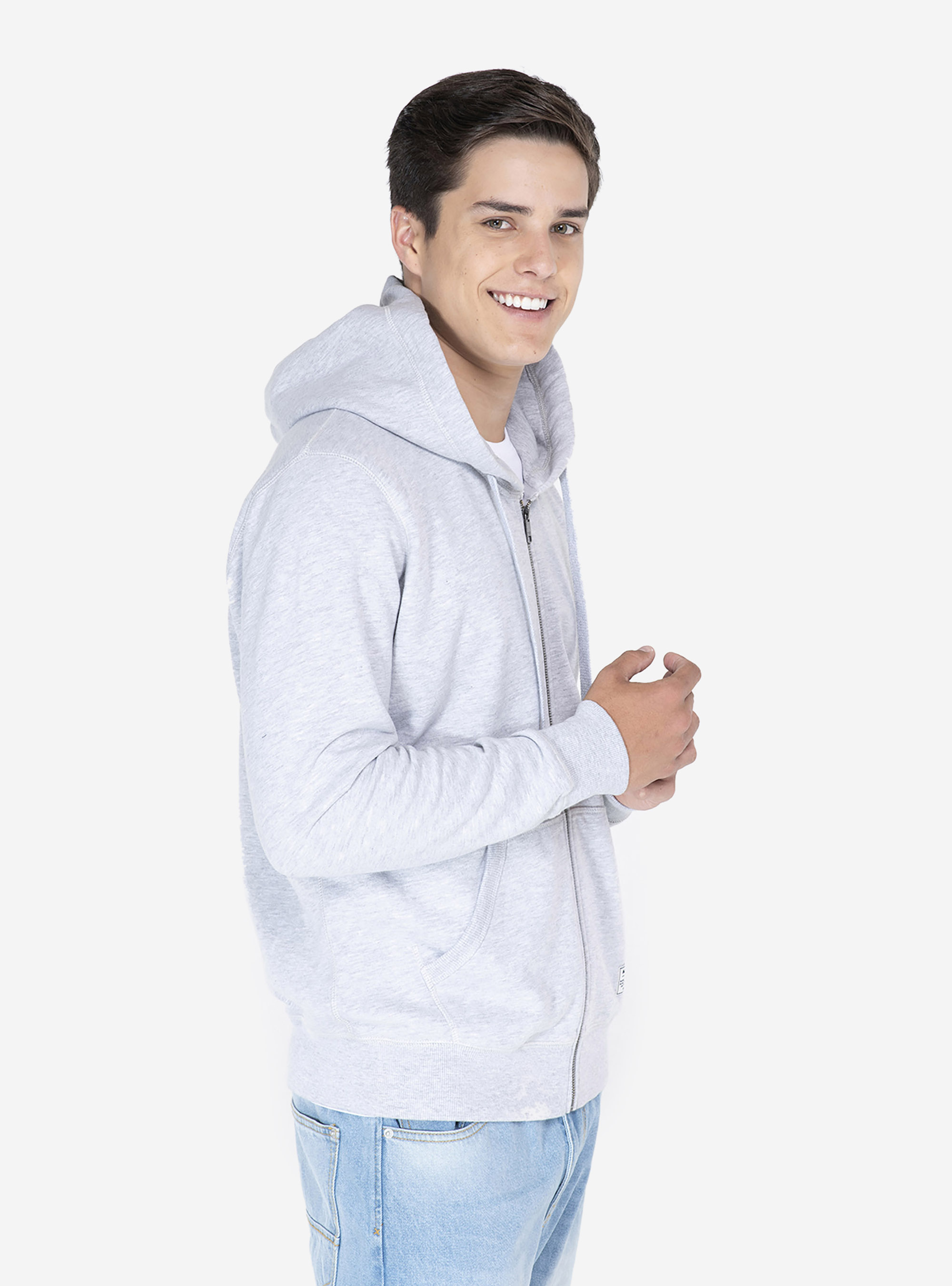 Sweat basique avec capuche, C143 LIGHT GREY M