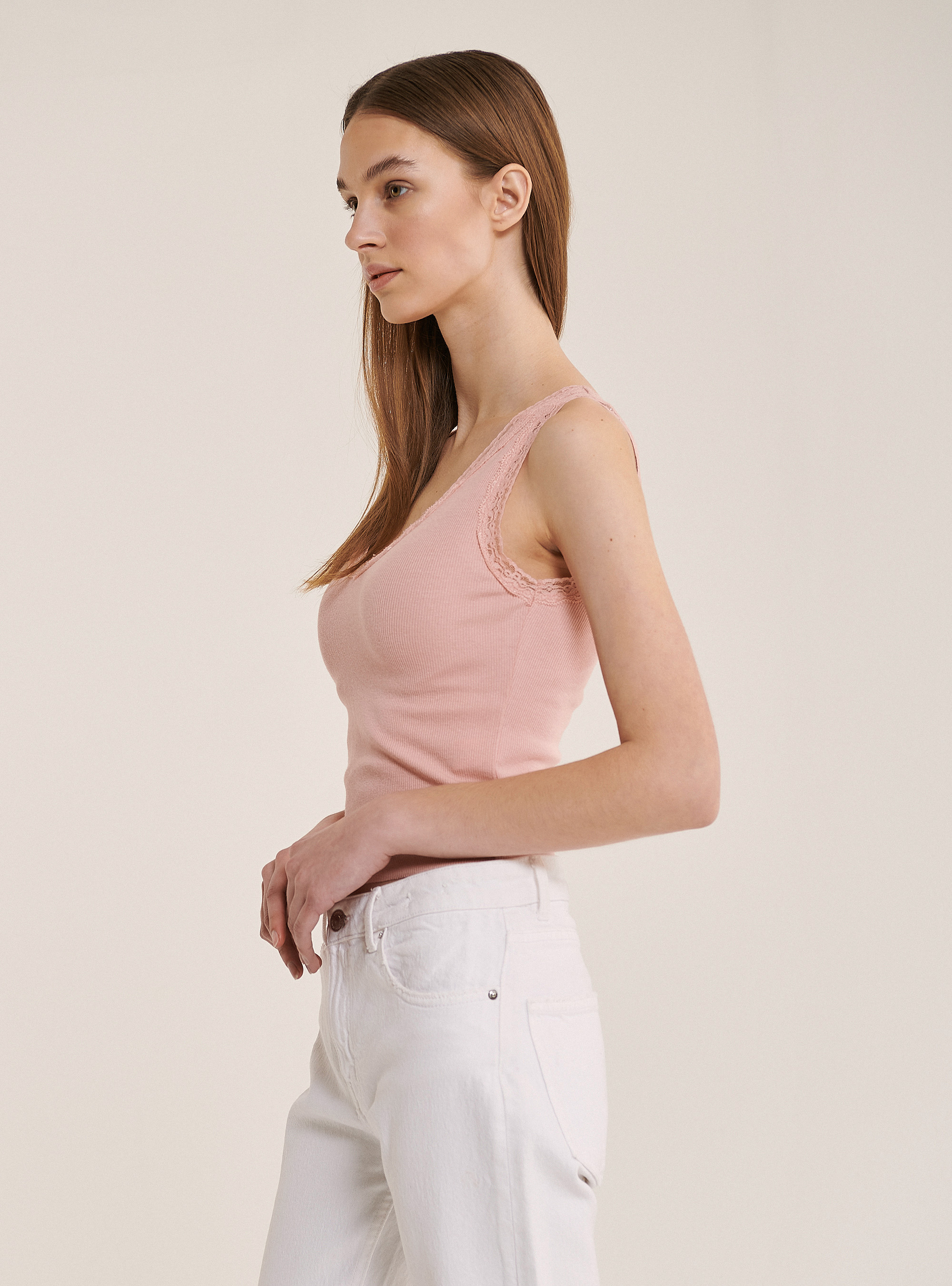 Tank top with lace, PINK