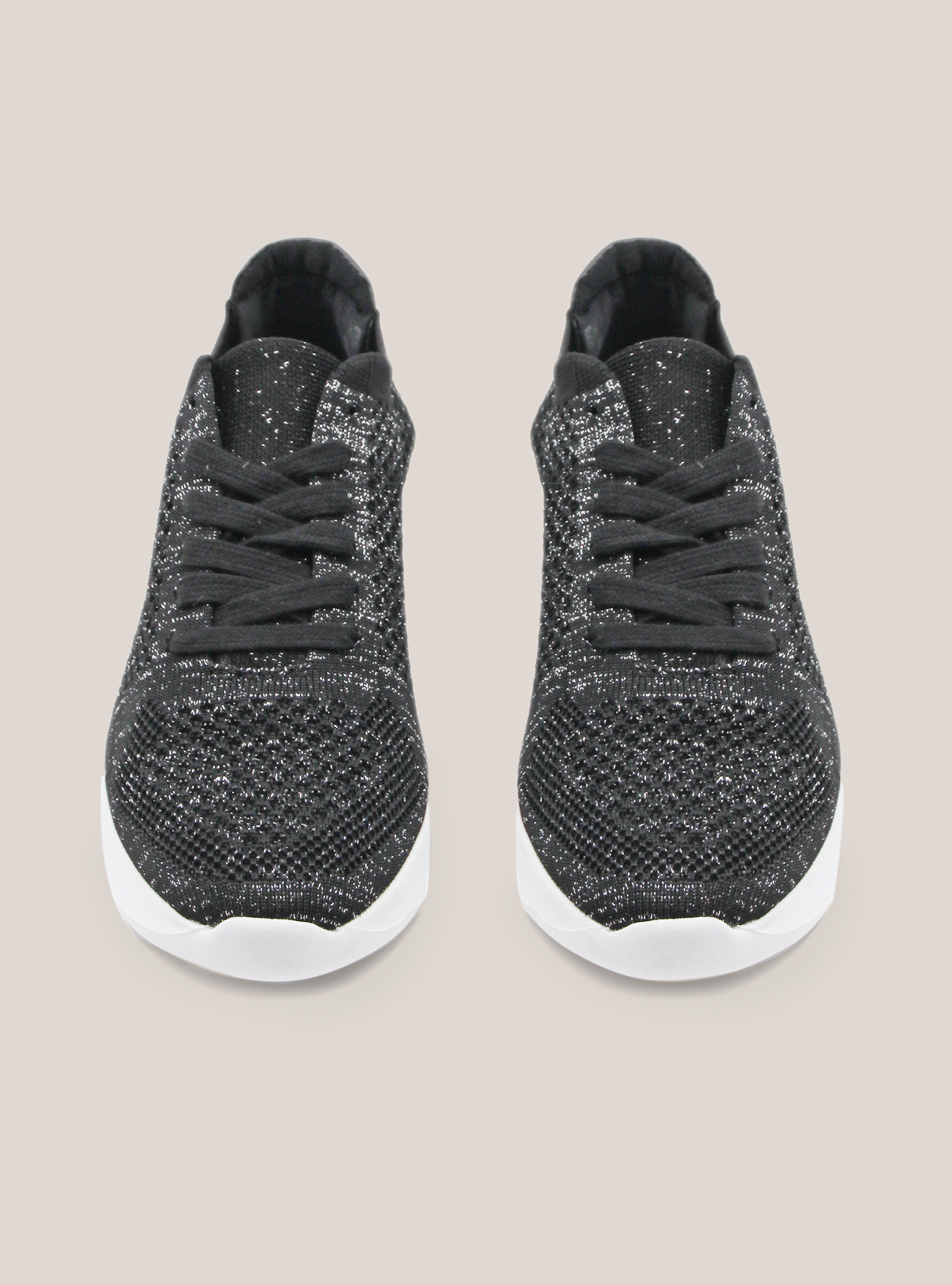 Trainers donna in tessuto traforato leggero, NERO