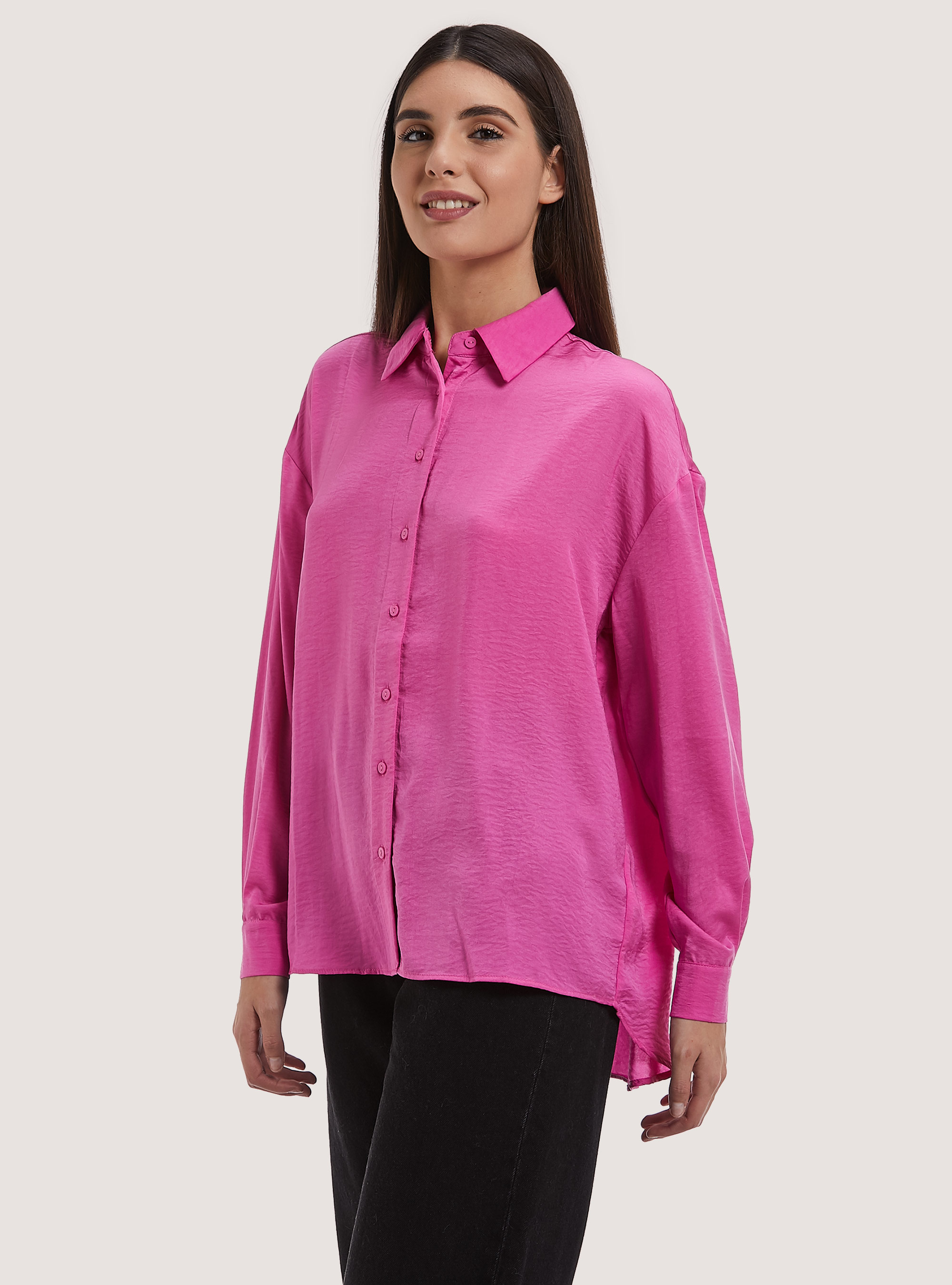 Chemise en satin uni, FX3 FUXIA LIGHT
