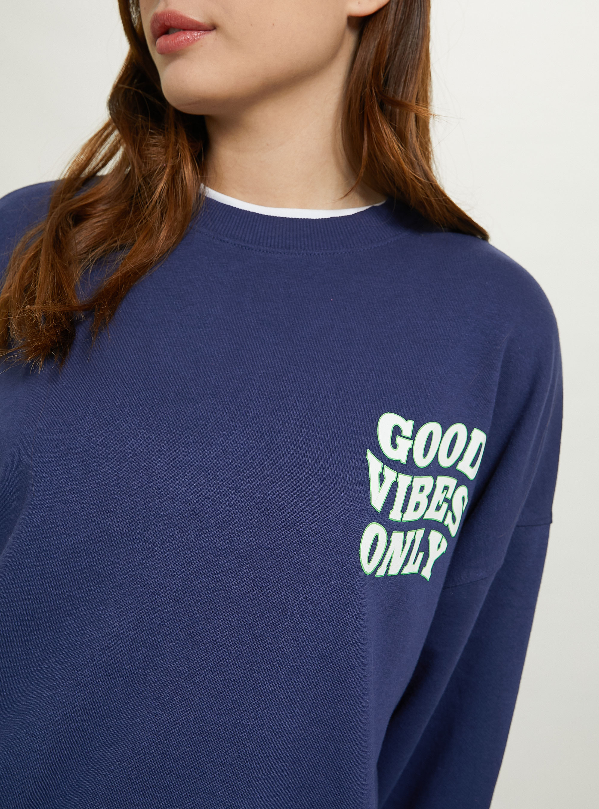 Oversize sweatshirt with print, NA2 NAVY MEDIUM