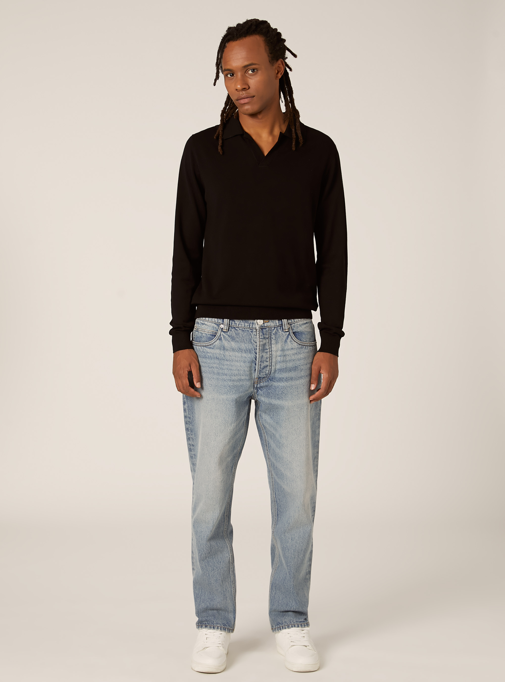 Polo de punto suave, BK1 BLACK