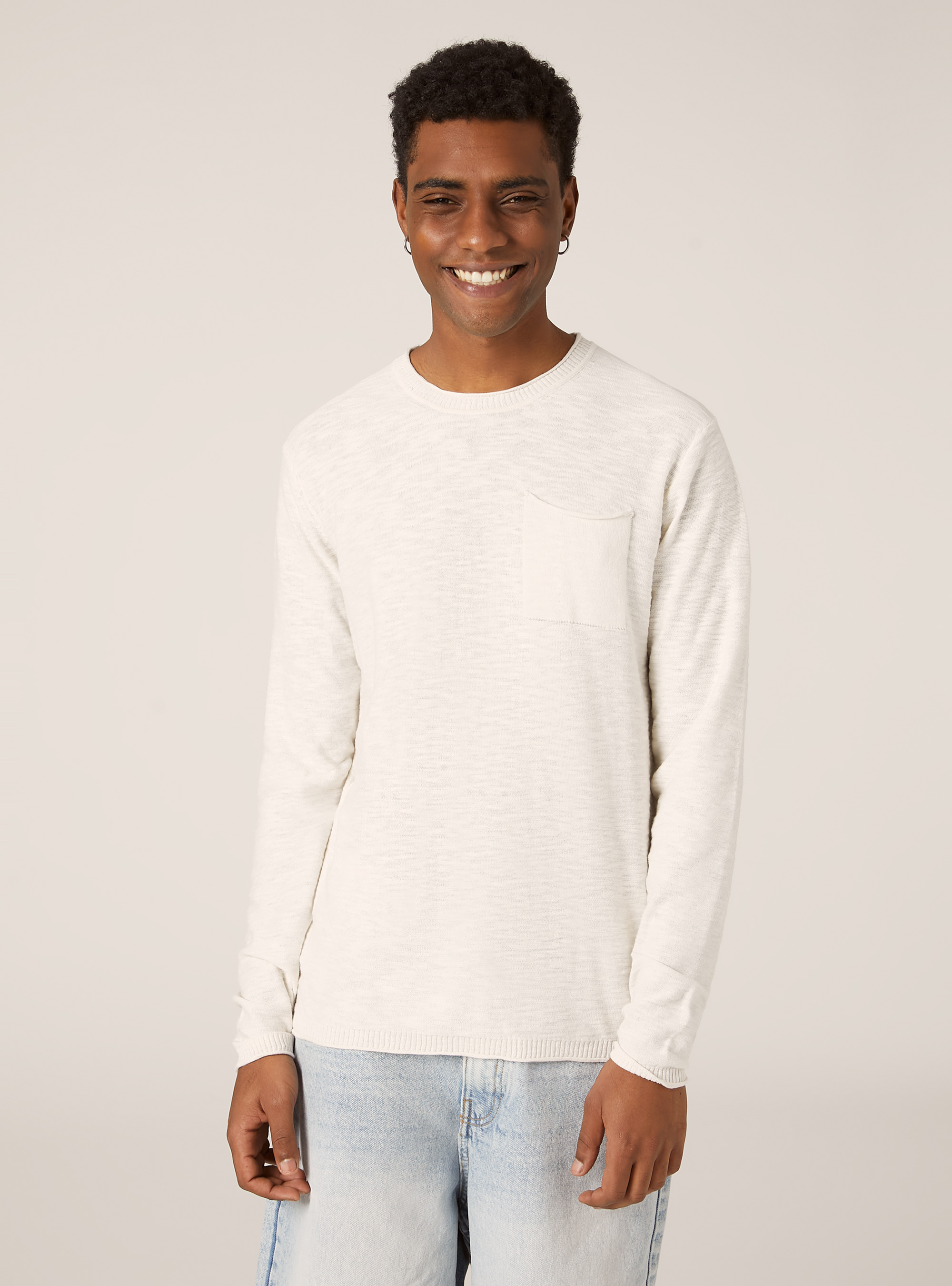 Pull en coton slub l&eacute;ger, WH2 WHITE