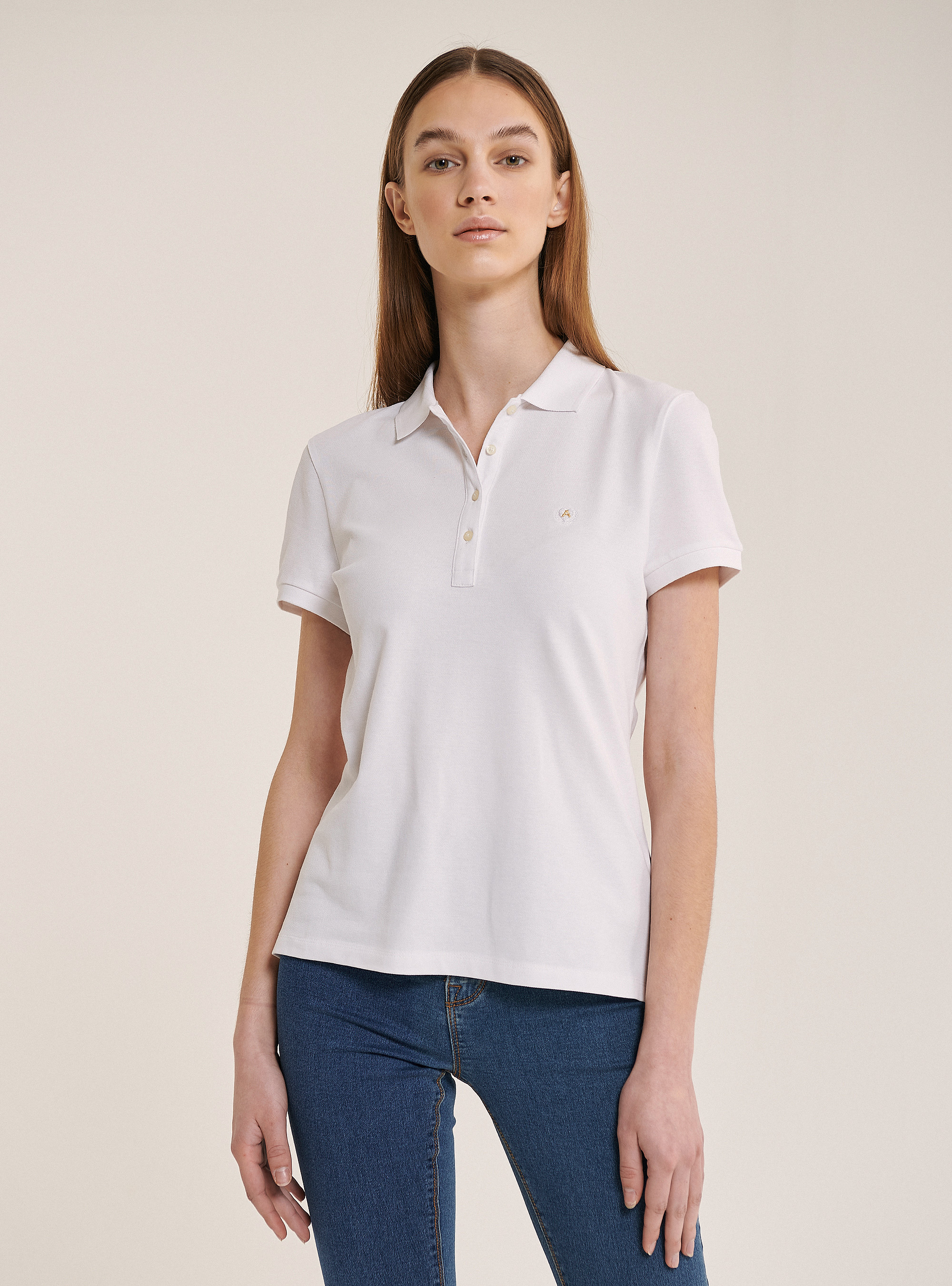 Polo shirt in cotton piquet, WHITE