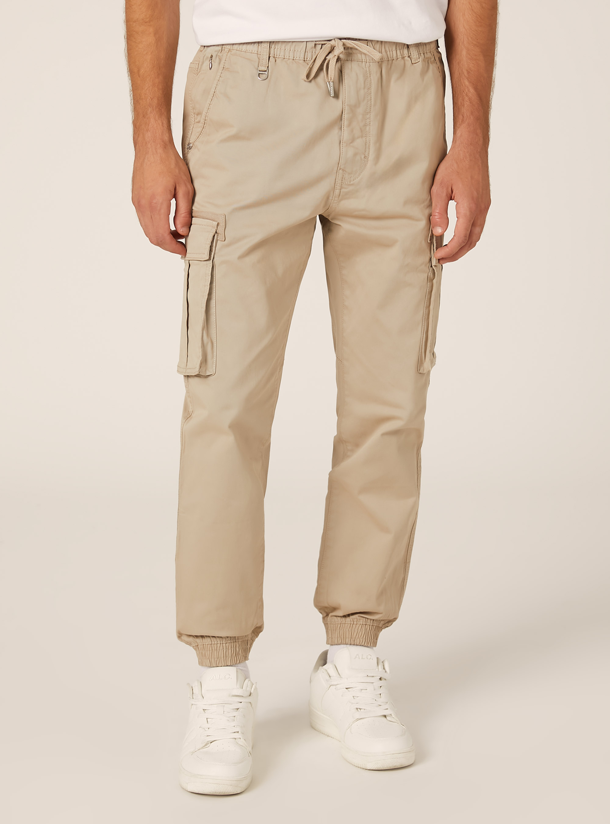 Stretch twill cargo jogger pants, BG2 BEIGE MEDIUM