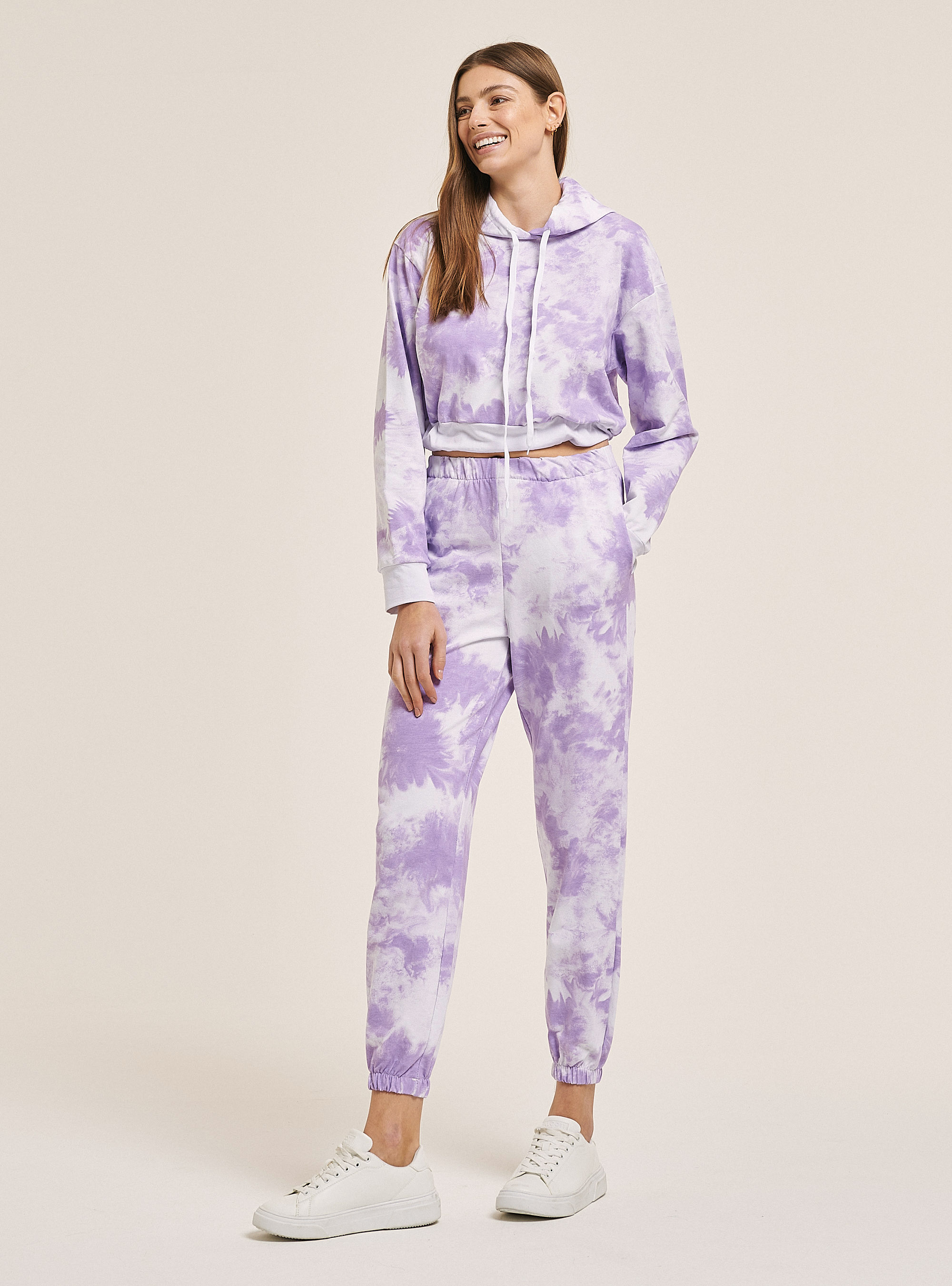 Felpa crop tie-dye, LILLAC/WHITE B101