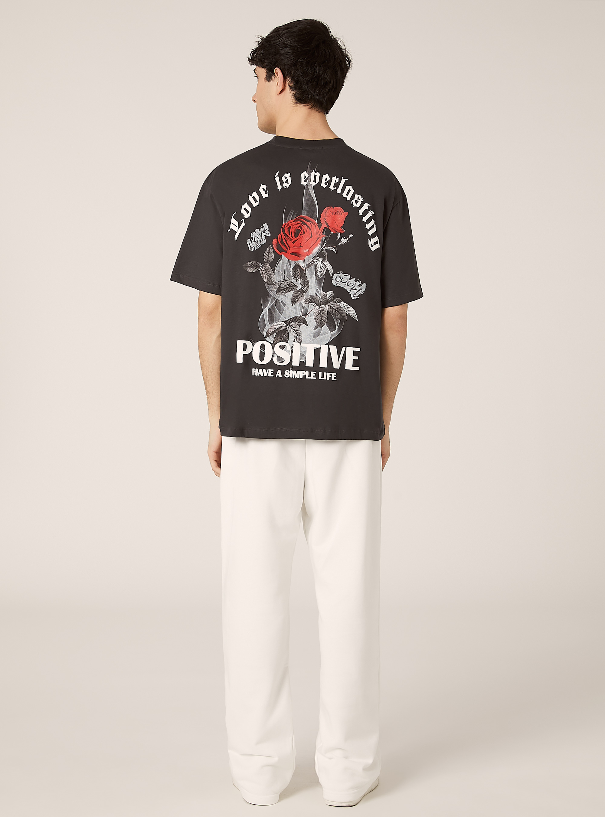 Boxy fit t-shirt with POP STATEMENT print, GY1 GREY DARK