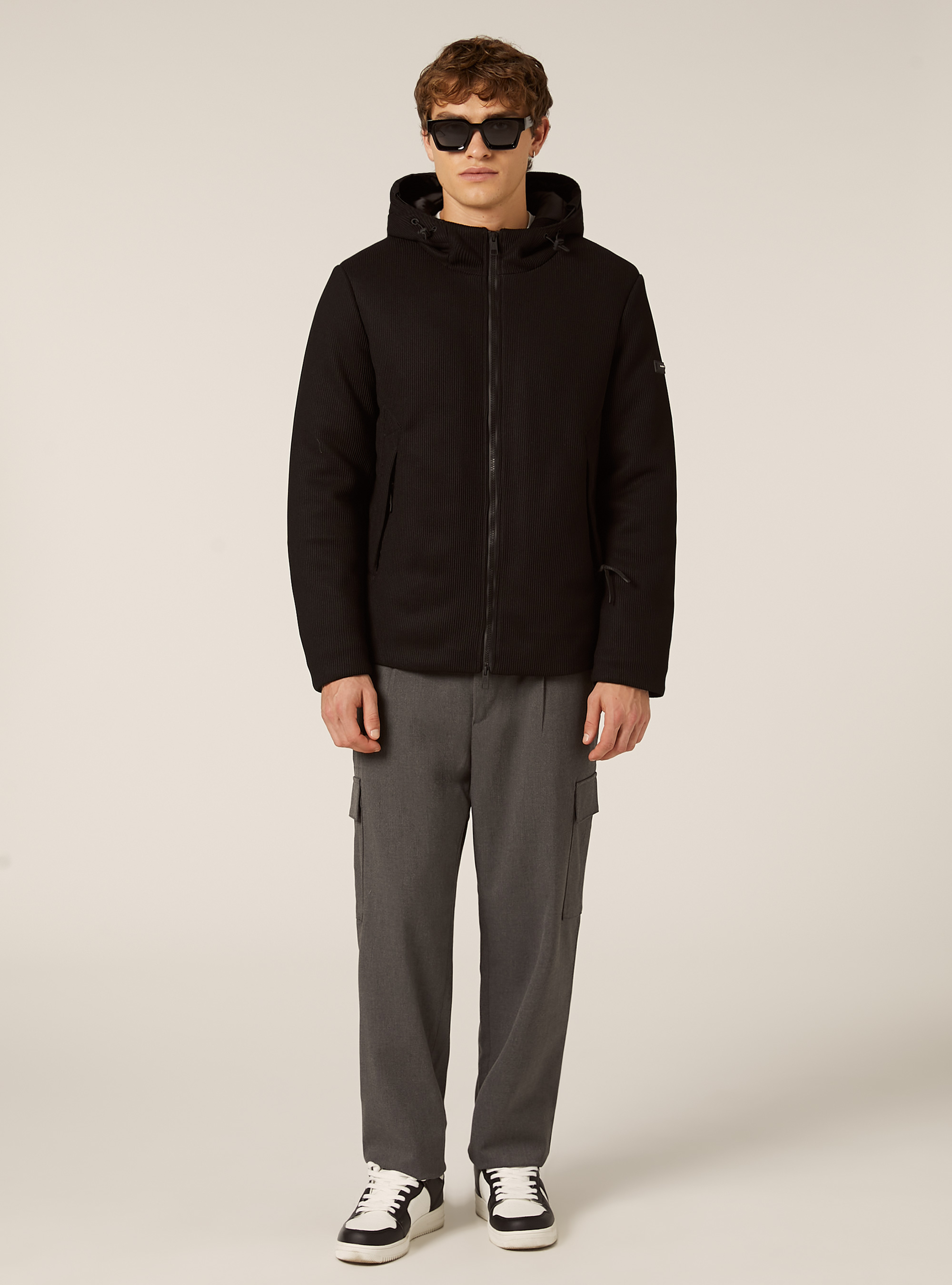 Giubbino imbottito con cappuccio costa inglese, BK1 BLACK