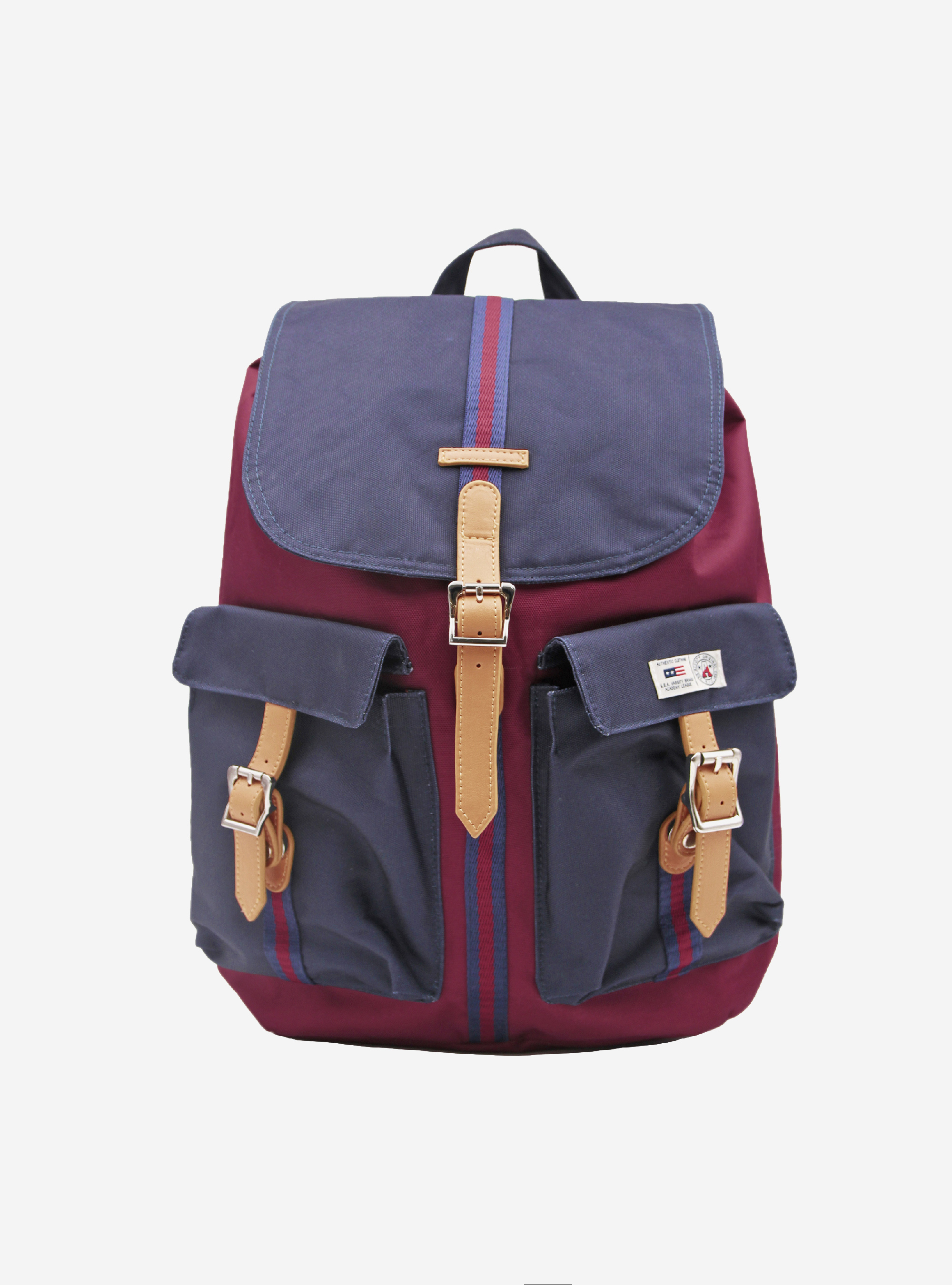 Sac à dos avec poches et fermetures en faux cuir, C758 BORDEAUX