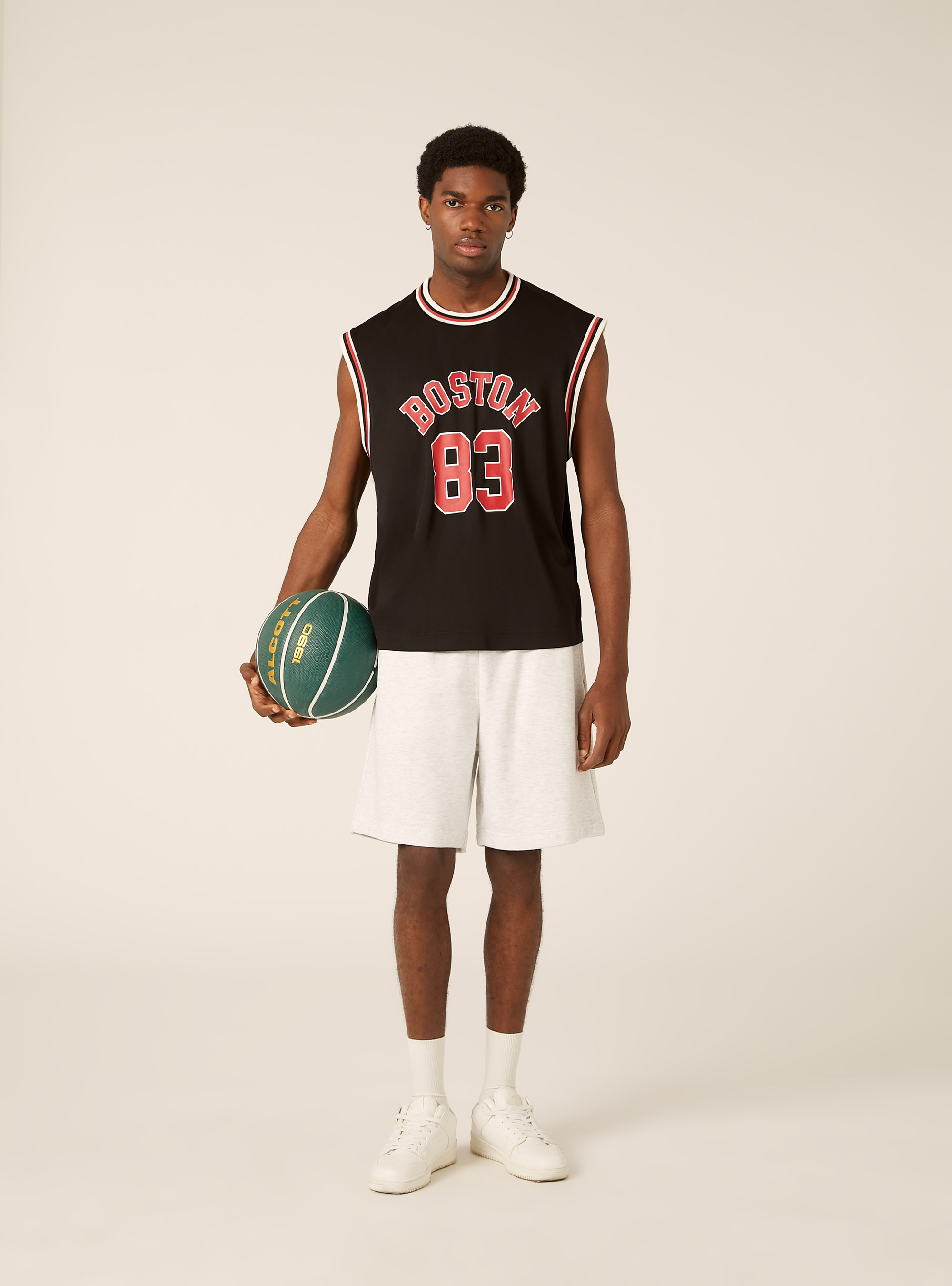 Varsity Print Boxy Fit Tank Top, BK1 BLACK