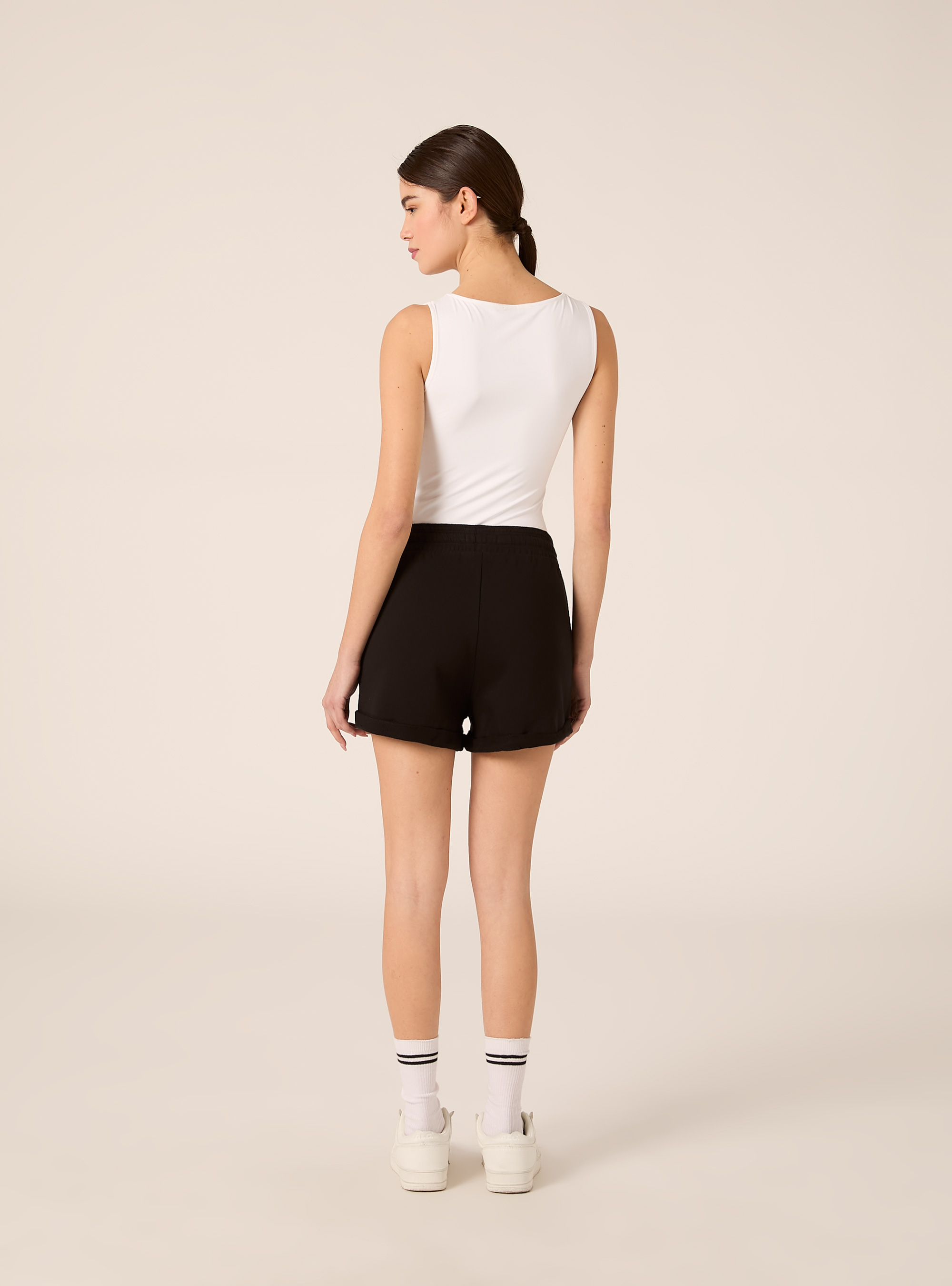 Shorts basic in felpa, BK1 BLACK