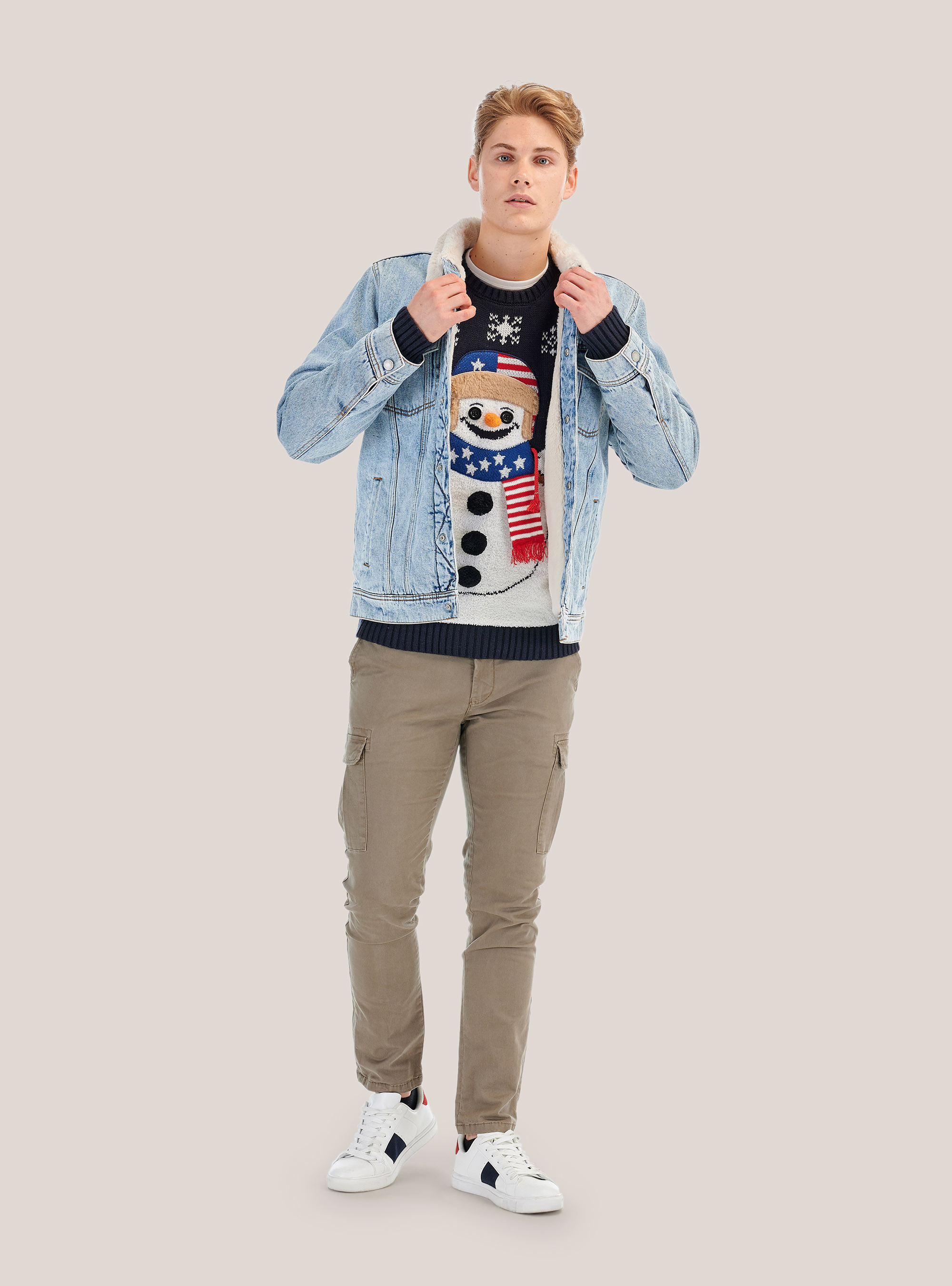 Christmas pullover with snowman, BLUE NAVY