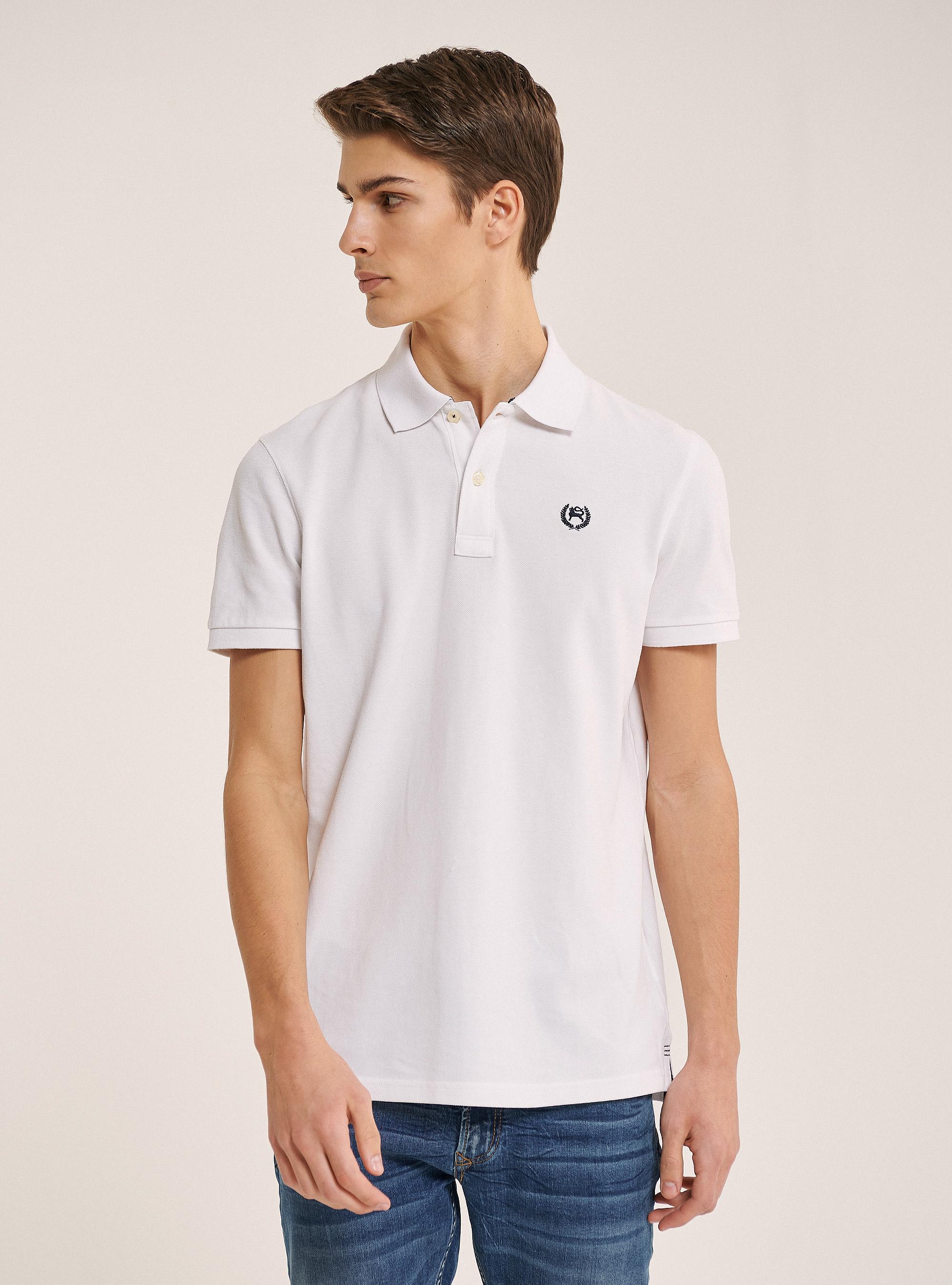 POLOSHIRT MIT STICKEREI, C099 WHITE