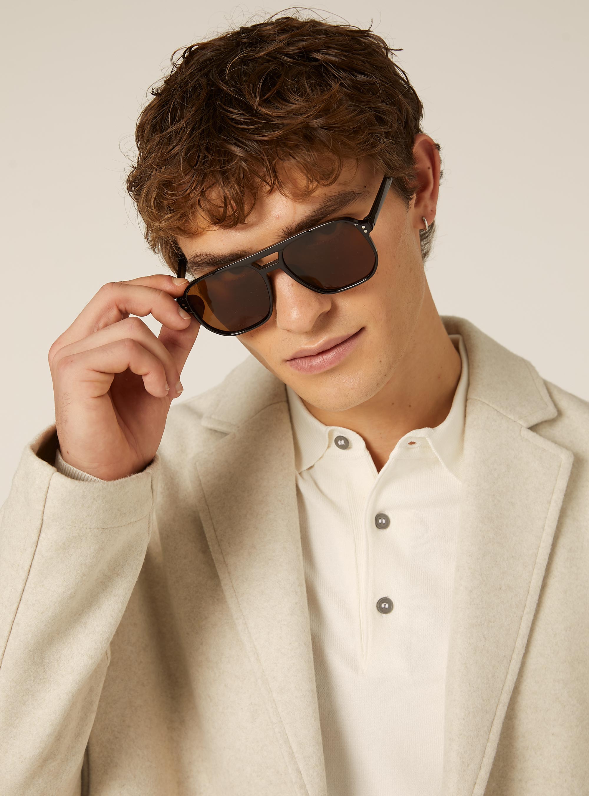 Unlined single-breasted coat, MBG3 BEIGE MEL LIGHT