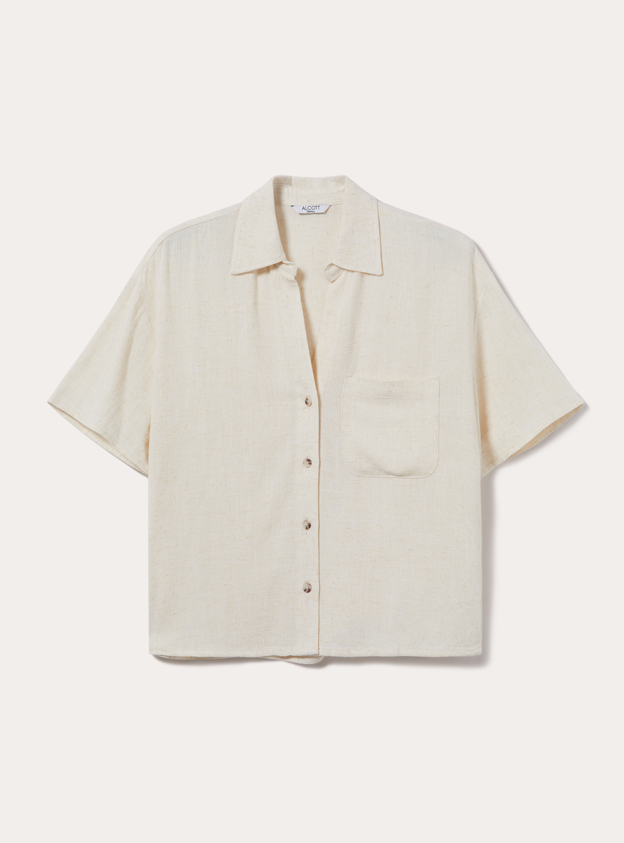 Linen blend cropped shirt, BG3 BEIGE LIGHT