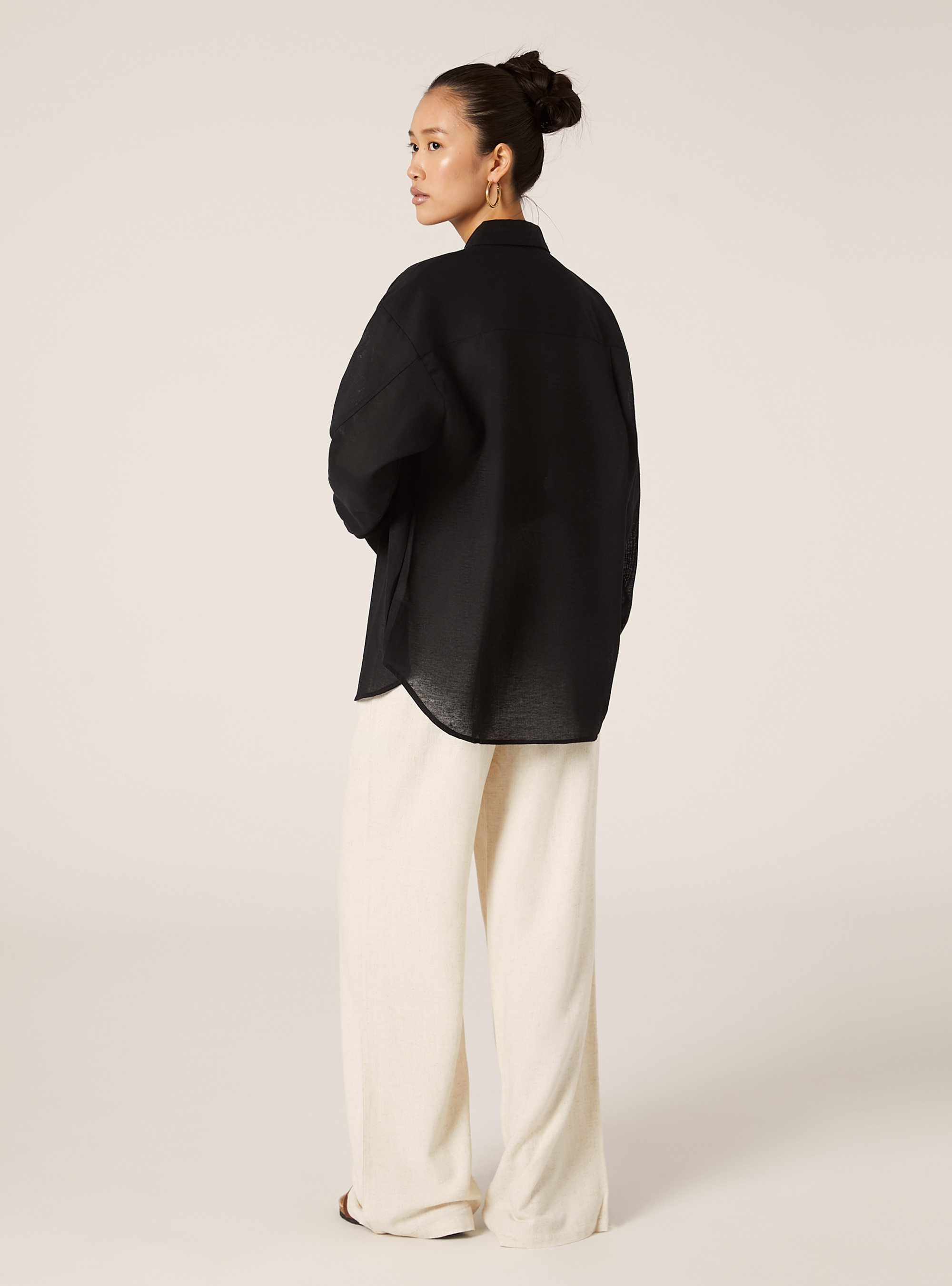 Comfort fit linen shirt, BK1 BLACK