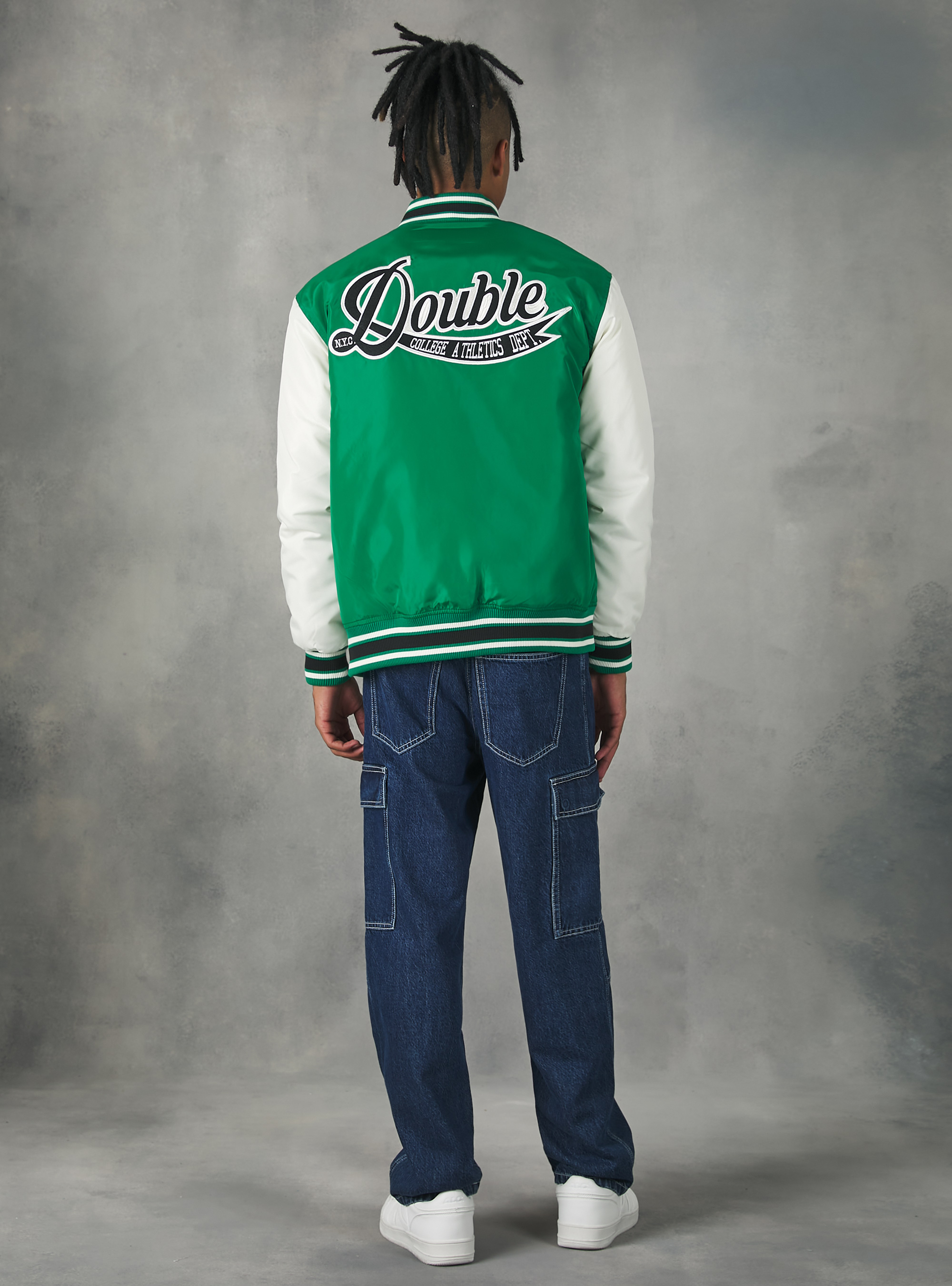 College-style bomber jacket with recycled padding, GN2 GREEN MEDIUM