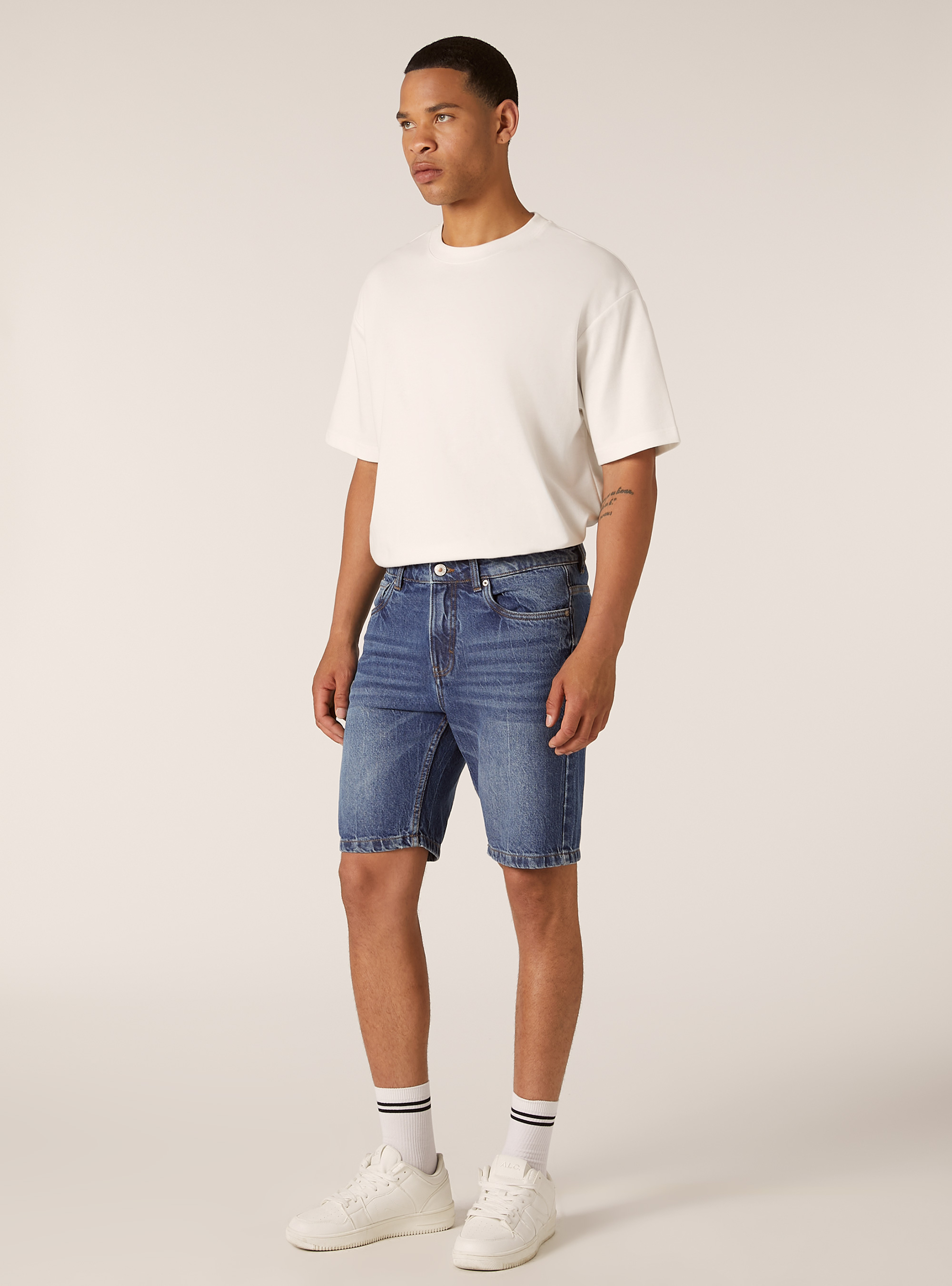 Regular Fit Denim Bermuda Shorts, D002 MEDIUM DARK BLUE
