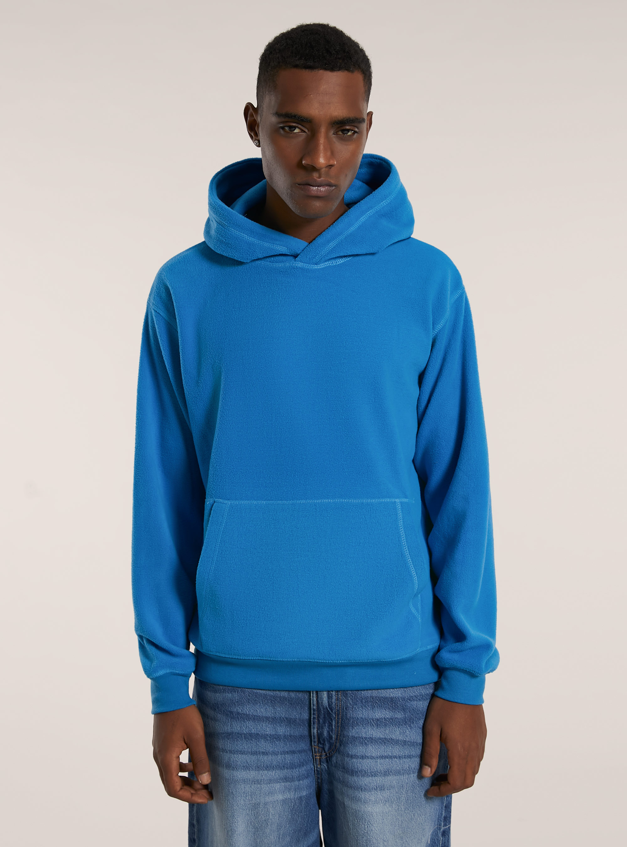 Felpa in polar fleece con cappuccio, AZ2 AZURE MEDIUM