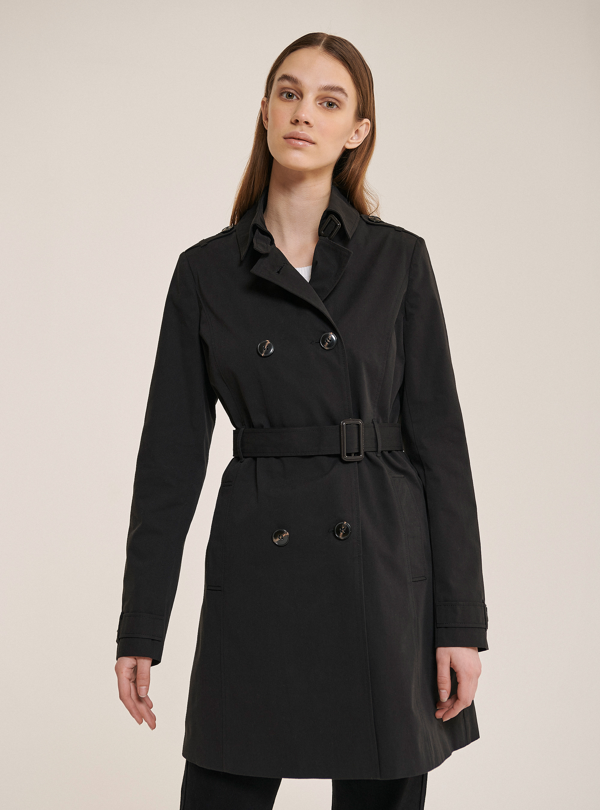 Trench con cintura, NERO